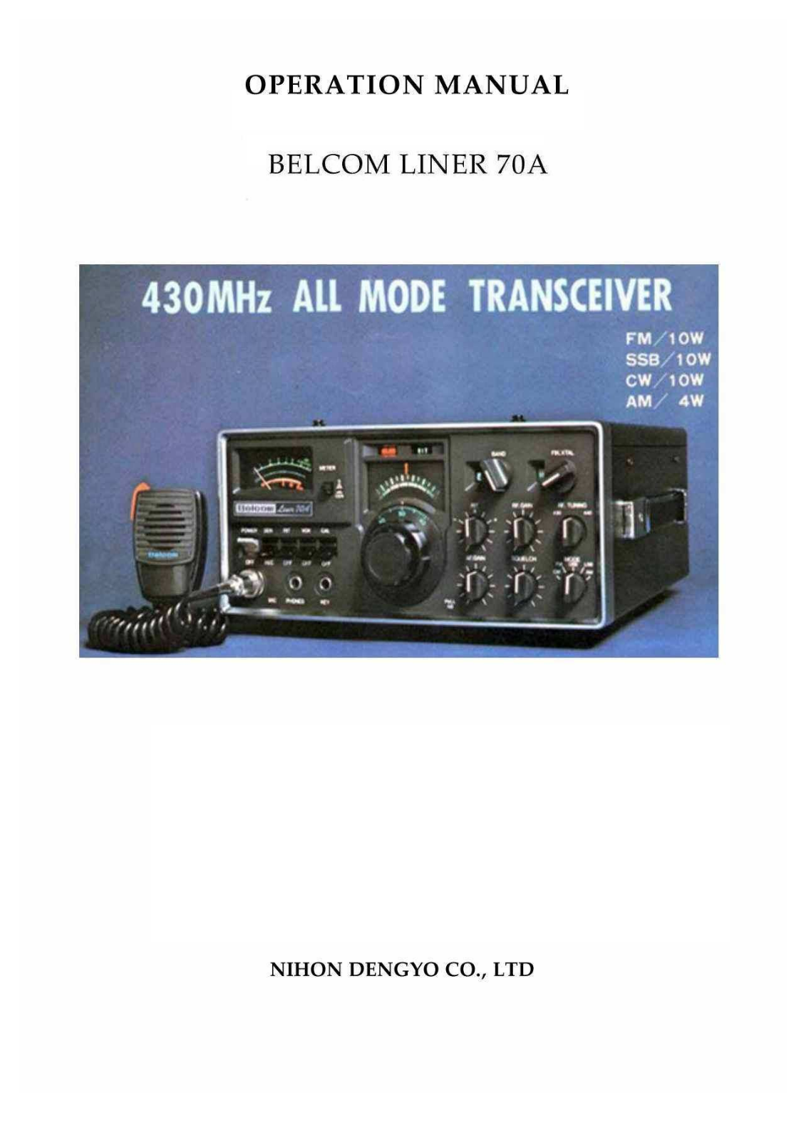Belcom Liner 70A User manual - ManualMachine.com
