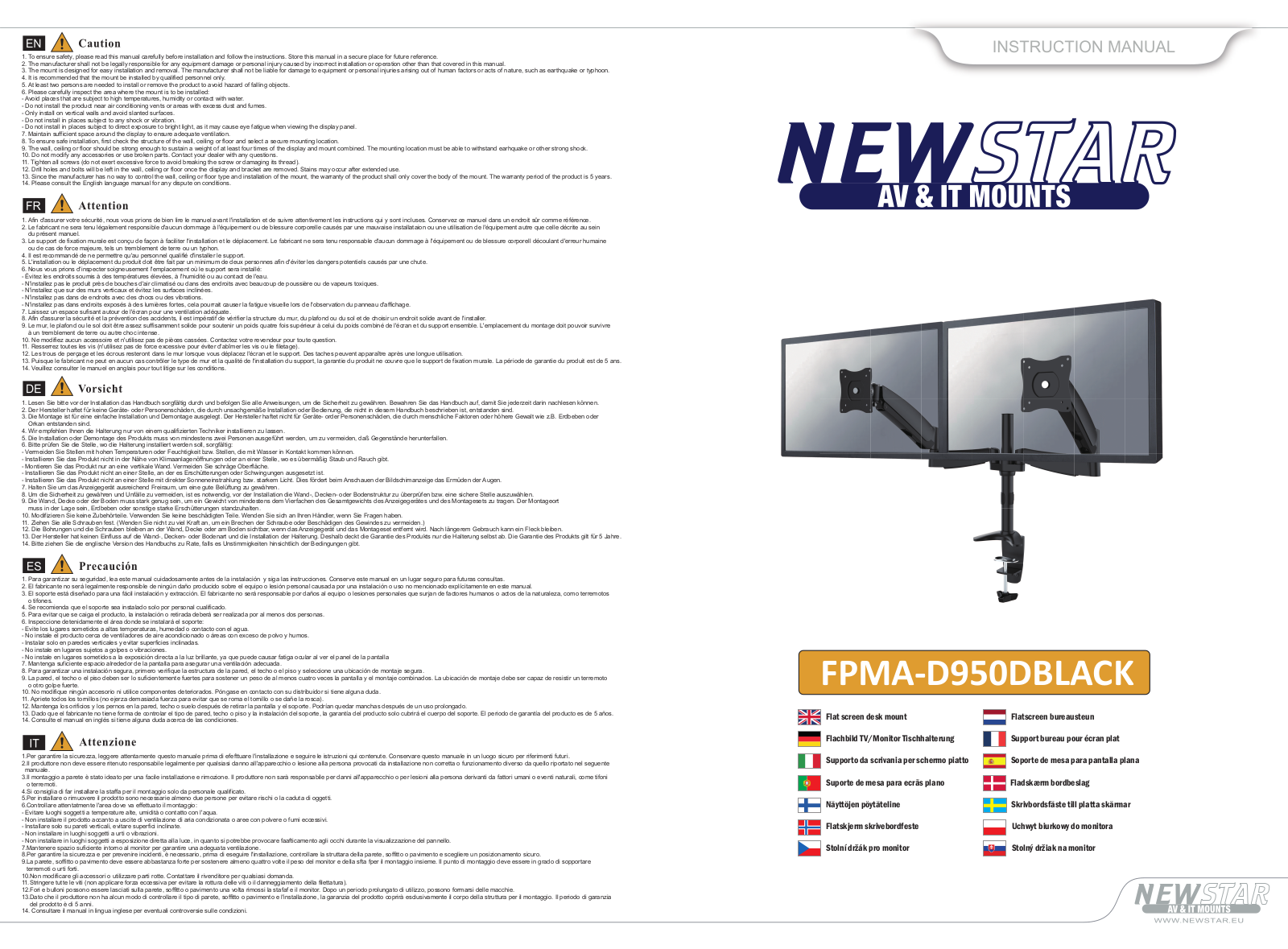 Newstar FPMA-D950DBLACK User Manual