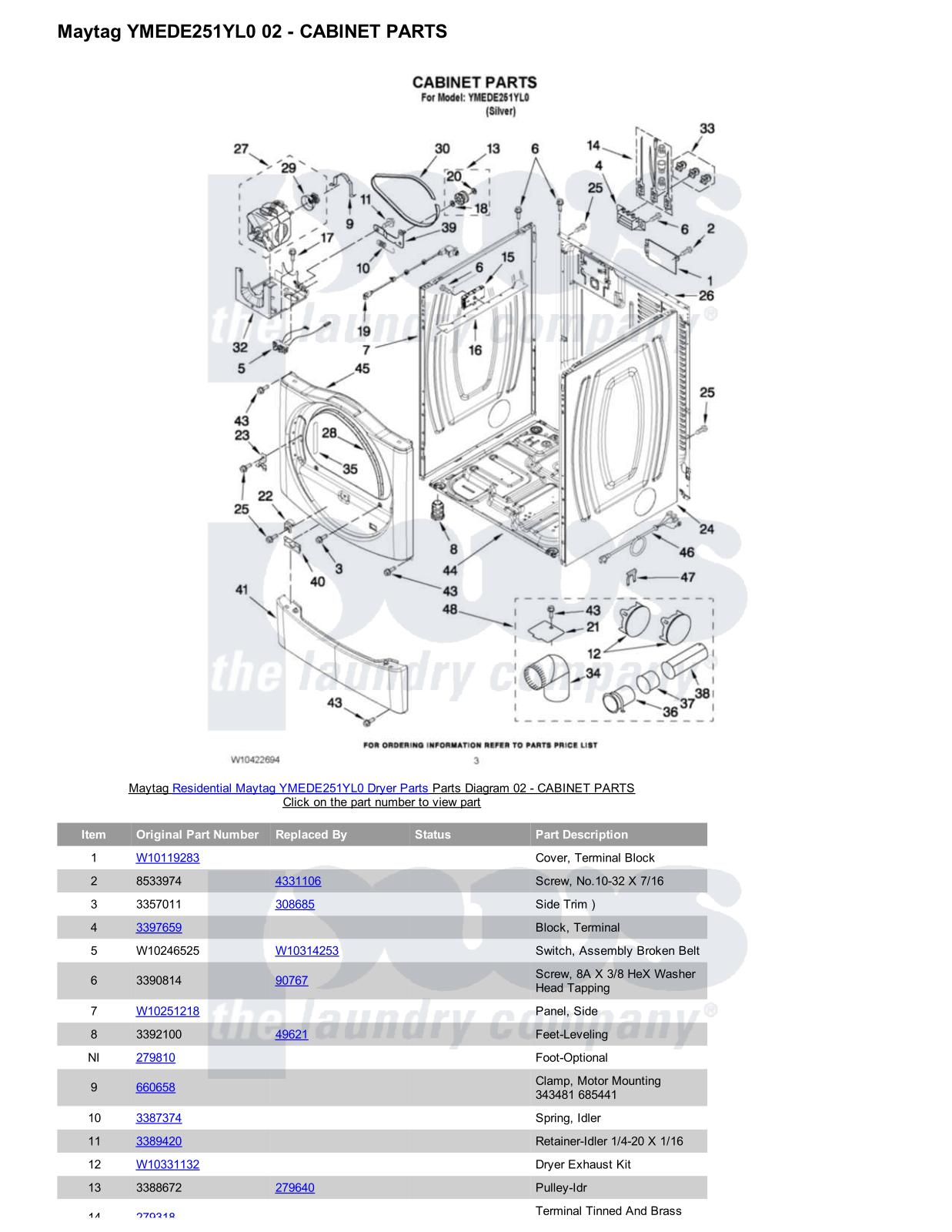 Maytag YMEDE251YL0 Parts Diagram