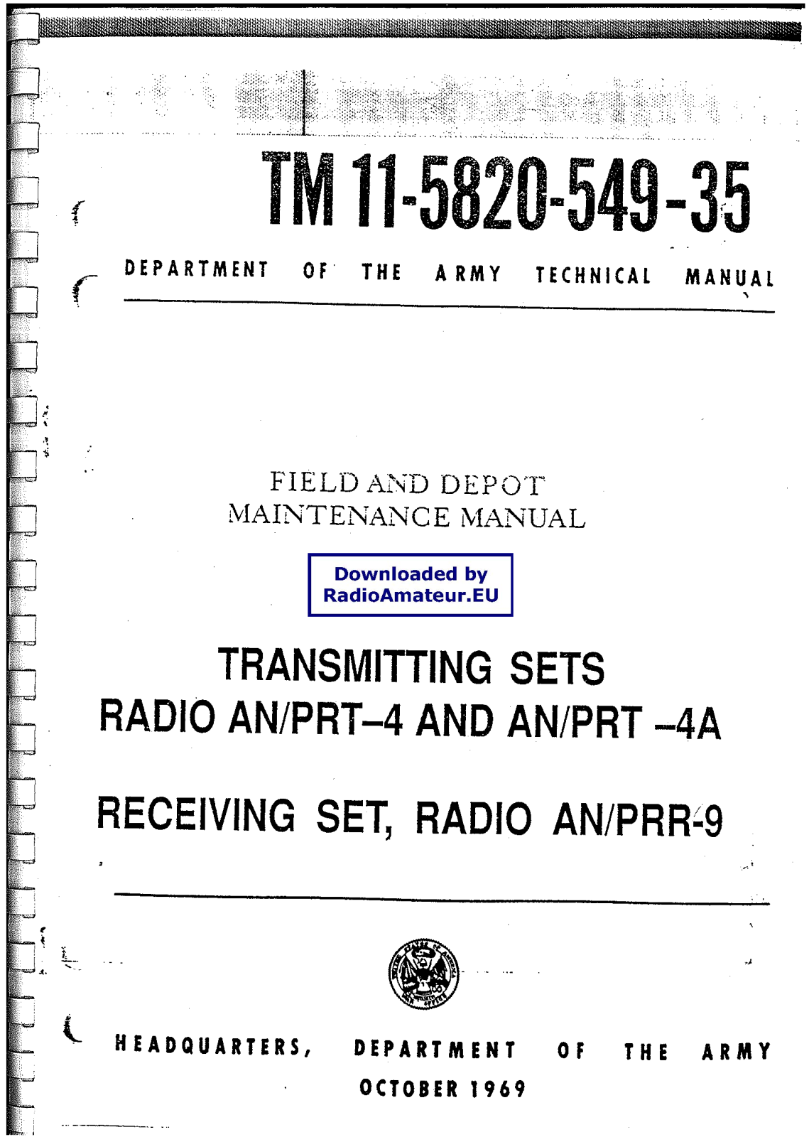 Pozosta AN-PRT-4, AN-PRR-9, TM-11-5820-549-35 User Manual