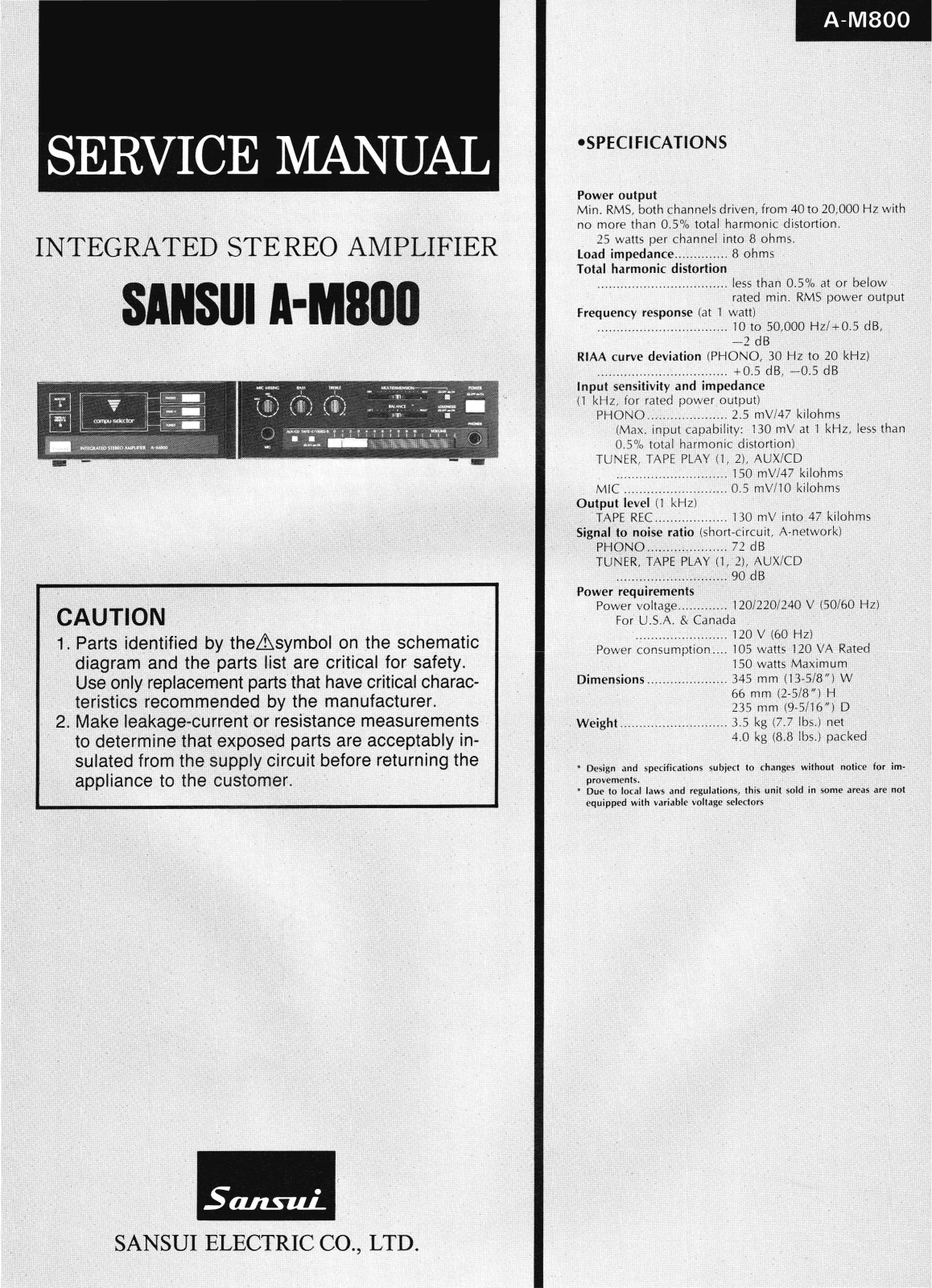 Sansui AM-800 Service Manual