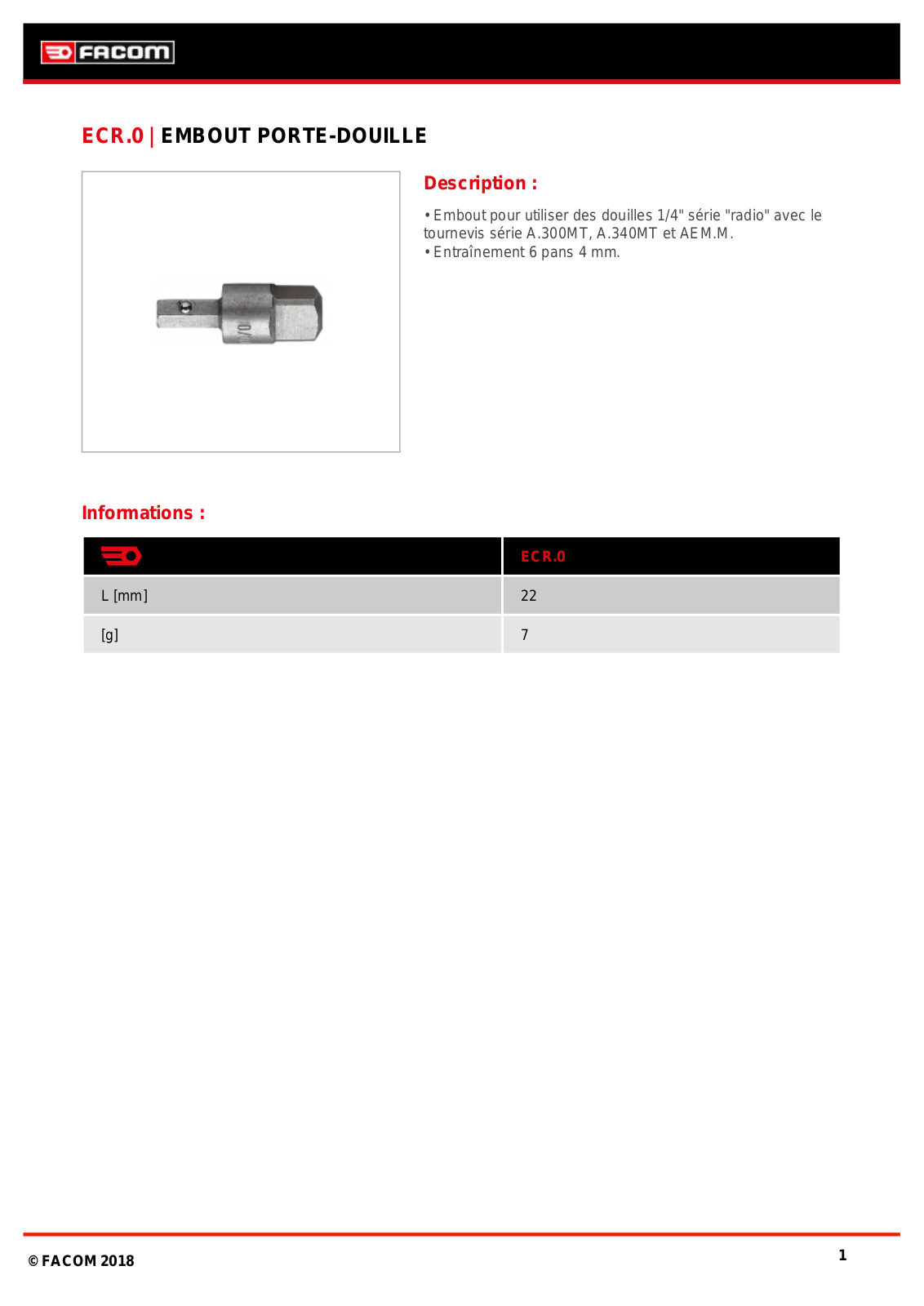 Facom ECR.0 Specification - ManualMachine.com