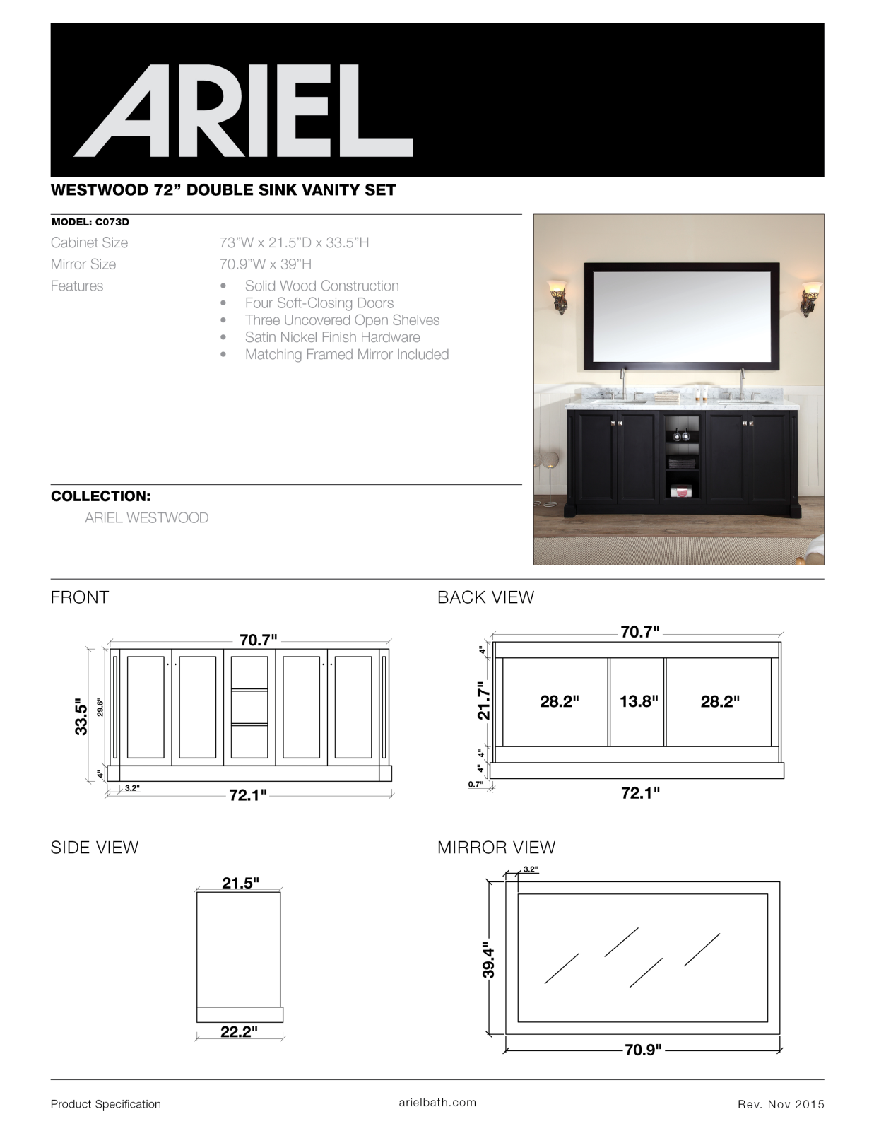 Ariel C073DBLK Installation Manual