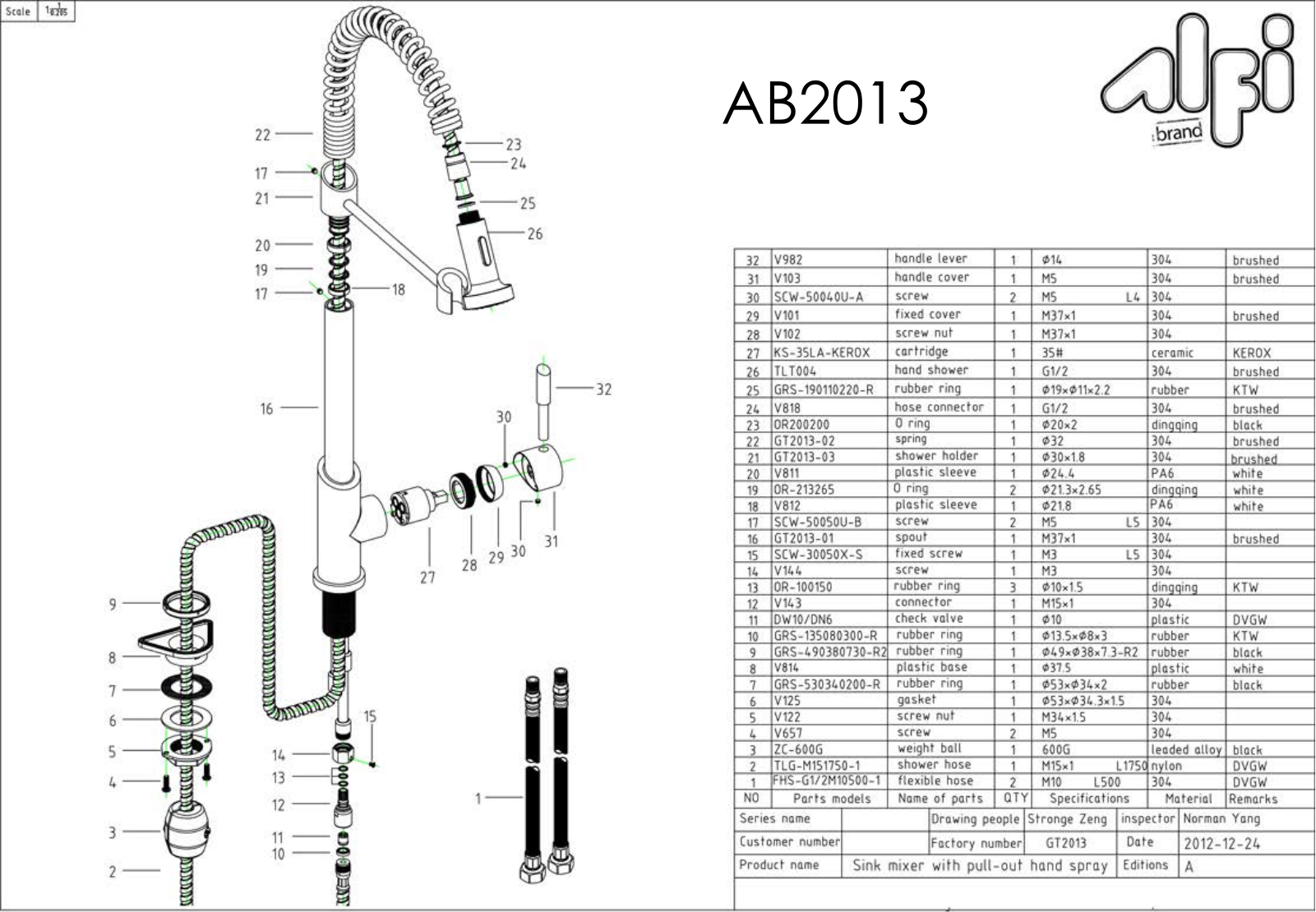 Alfi AB2013 Part List - ManualMachine.com