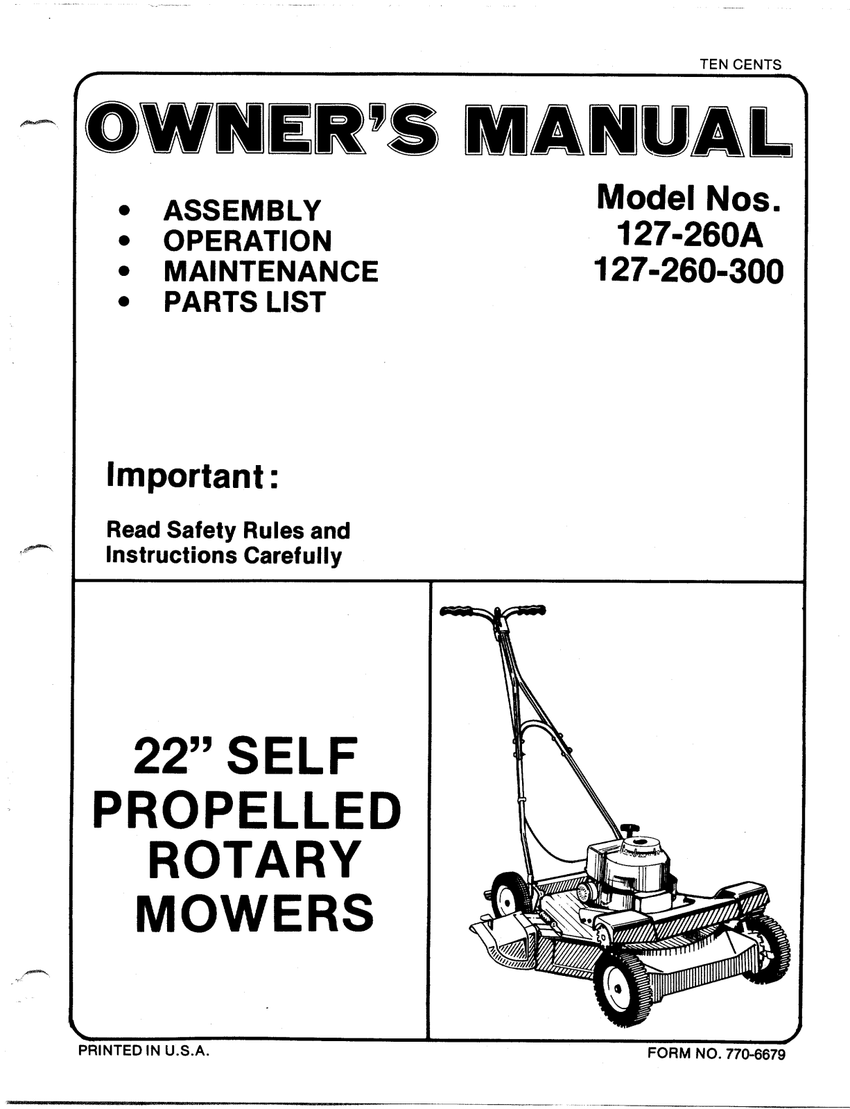 MTD 127-260-300, 127-260A User Manual