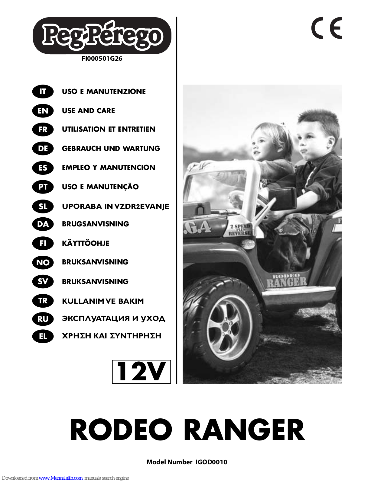 Peg-Perego Rodeo Ranger Use And Care Manual