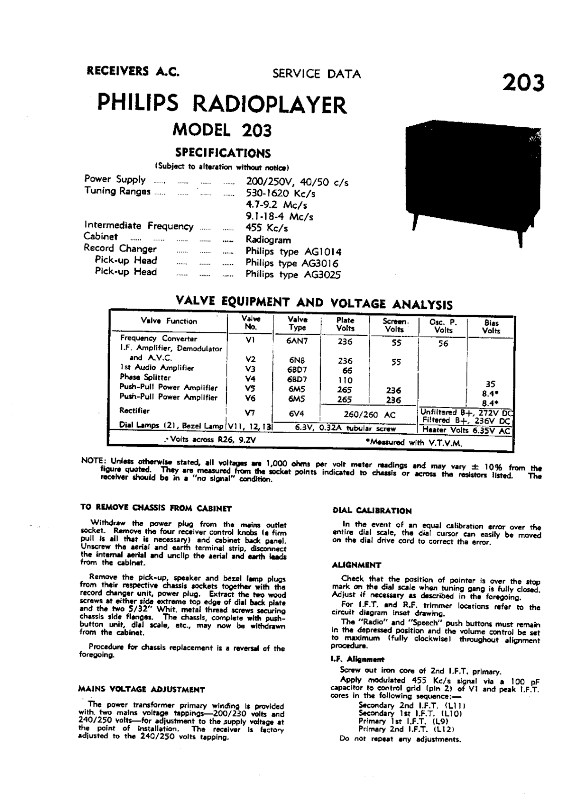 Philips 203 Service Manual