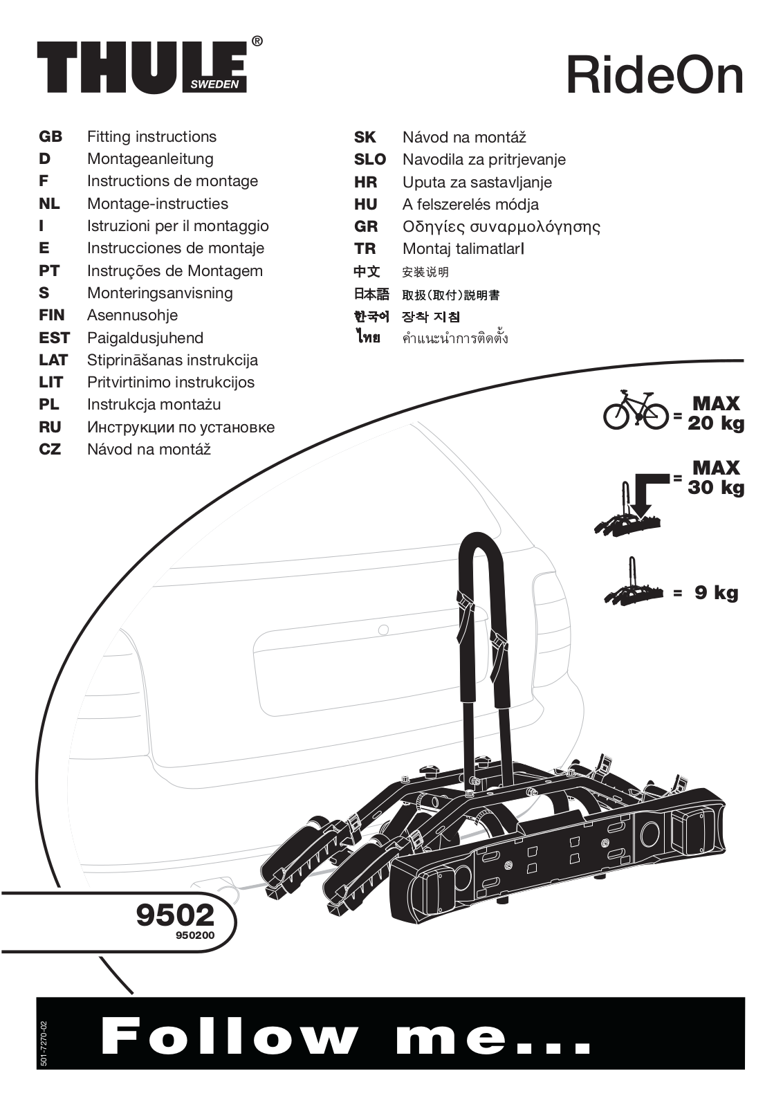 Thule 9502 User Manual