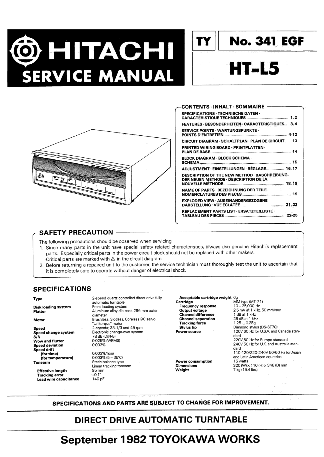 Hitachi HT-L5 Service Manual