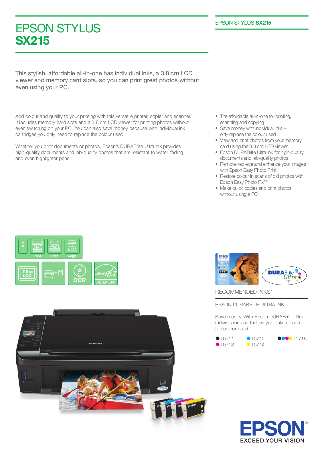 Epson STYLUS SX215 User Manual