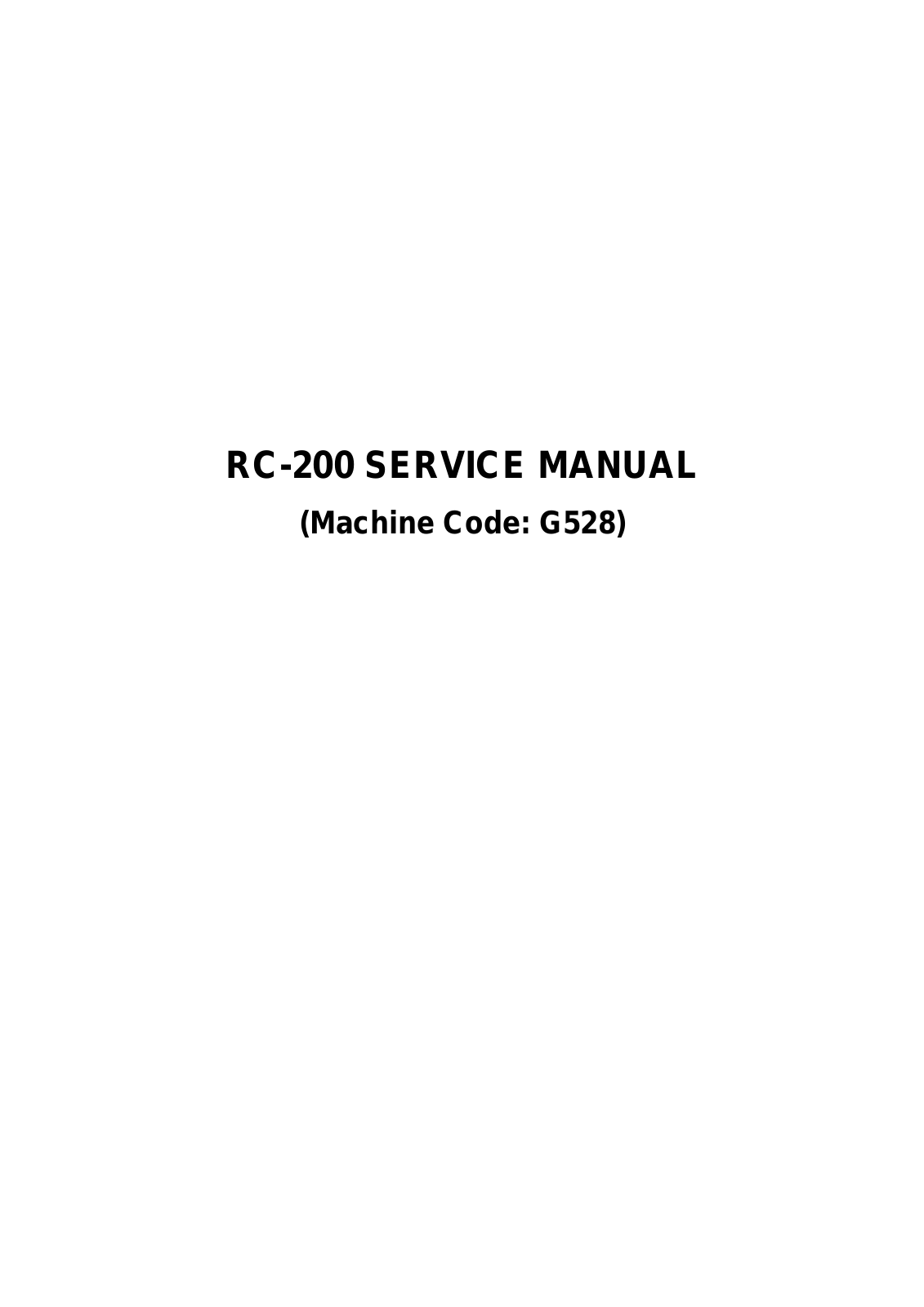 Ricoh rc200 Service Manual