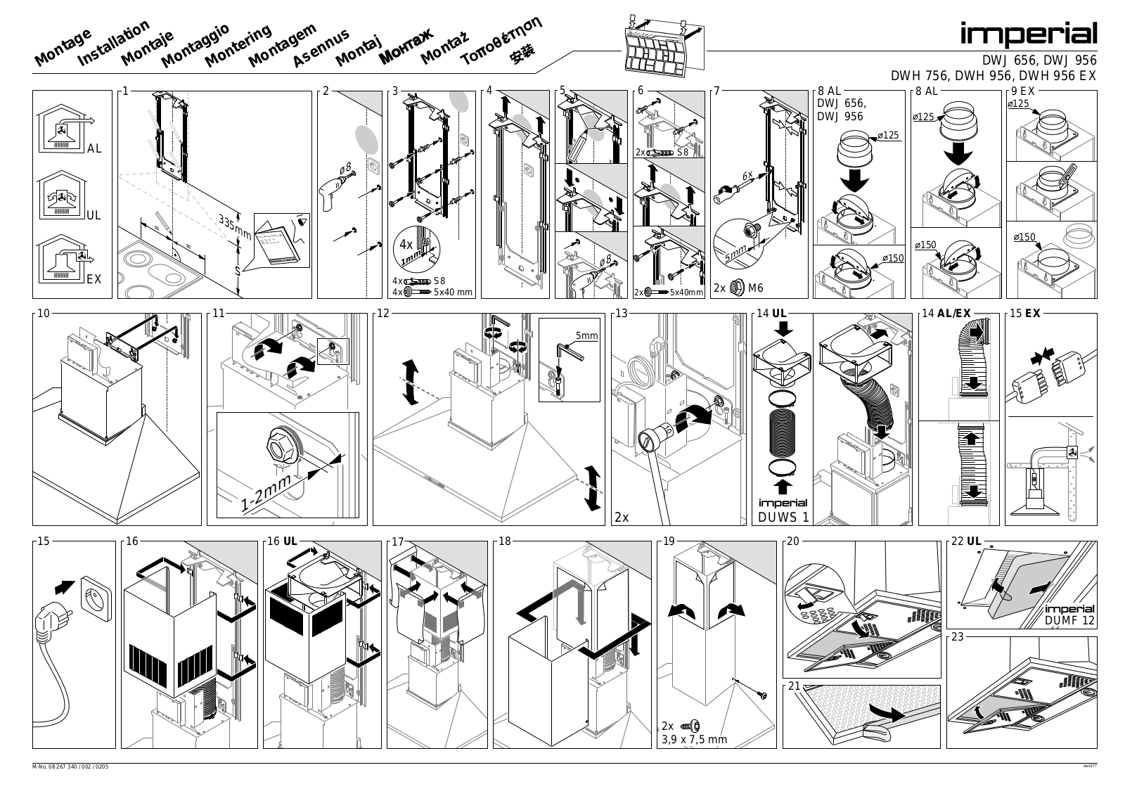 Miele DWJ 656, DWH 756, DWJ 956, DWH 956, DWH 956 EX Assembly instructions