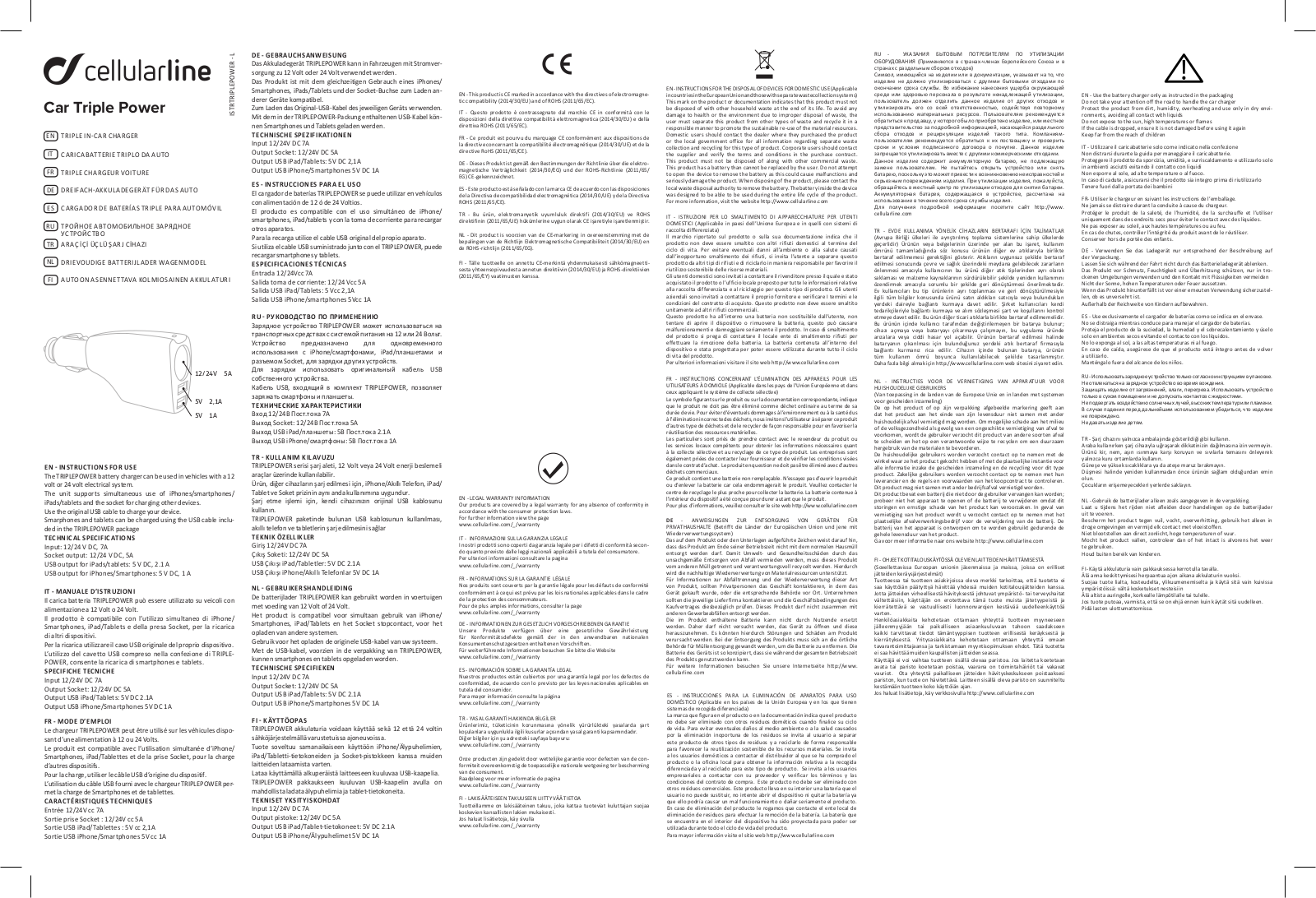 CellularLine TRIPLEPOWER User Manual