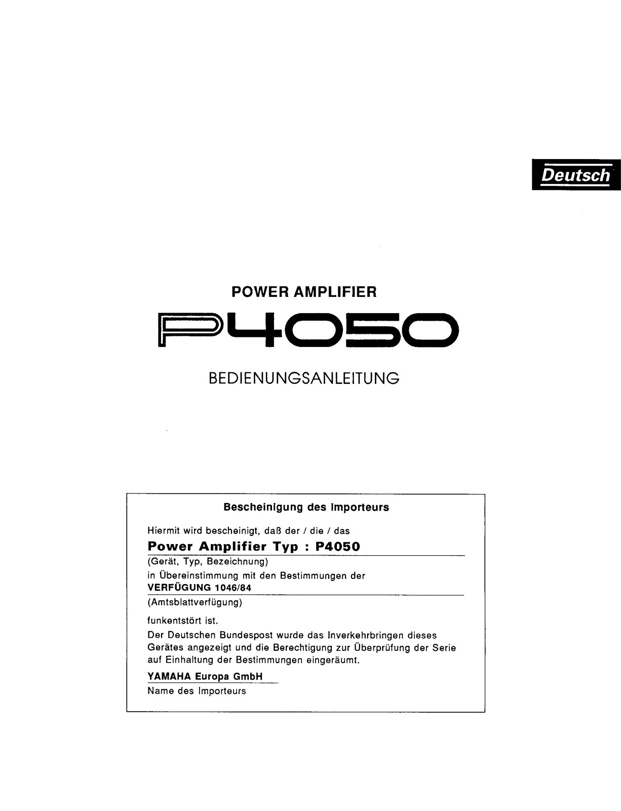 Yamaha P4050 User Manual