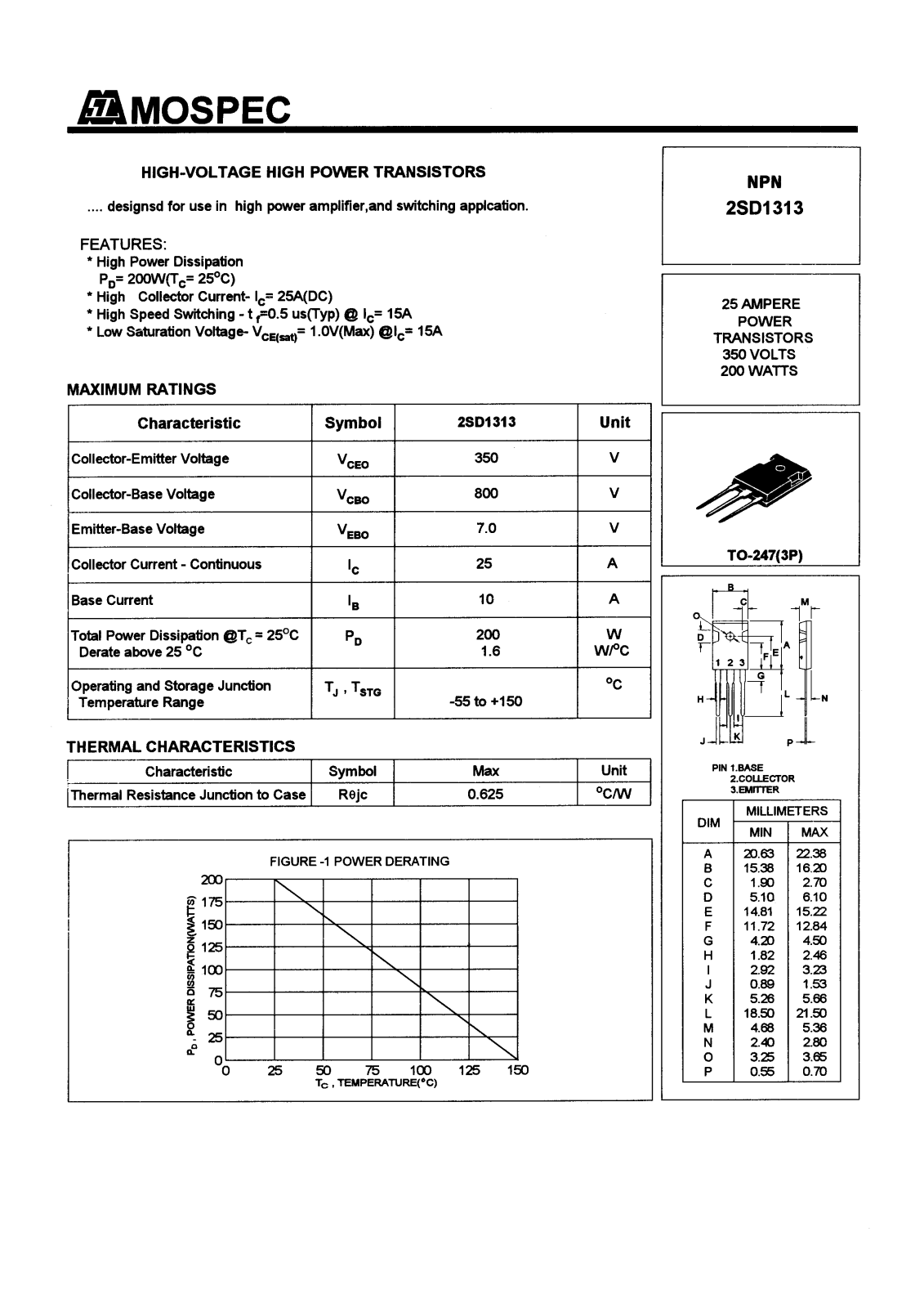 MOSPEC 2SD1313 Datasheet