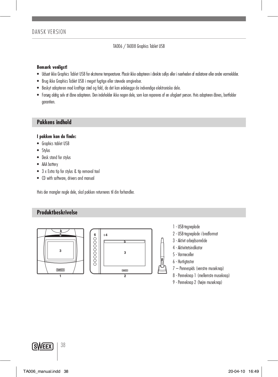 Sweex TA006, TA008 User Manual