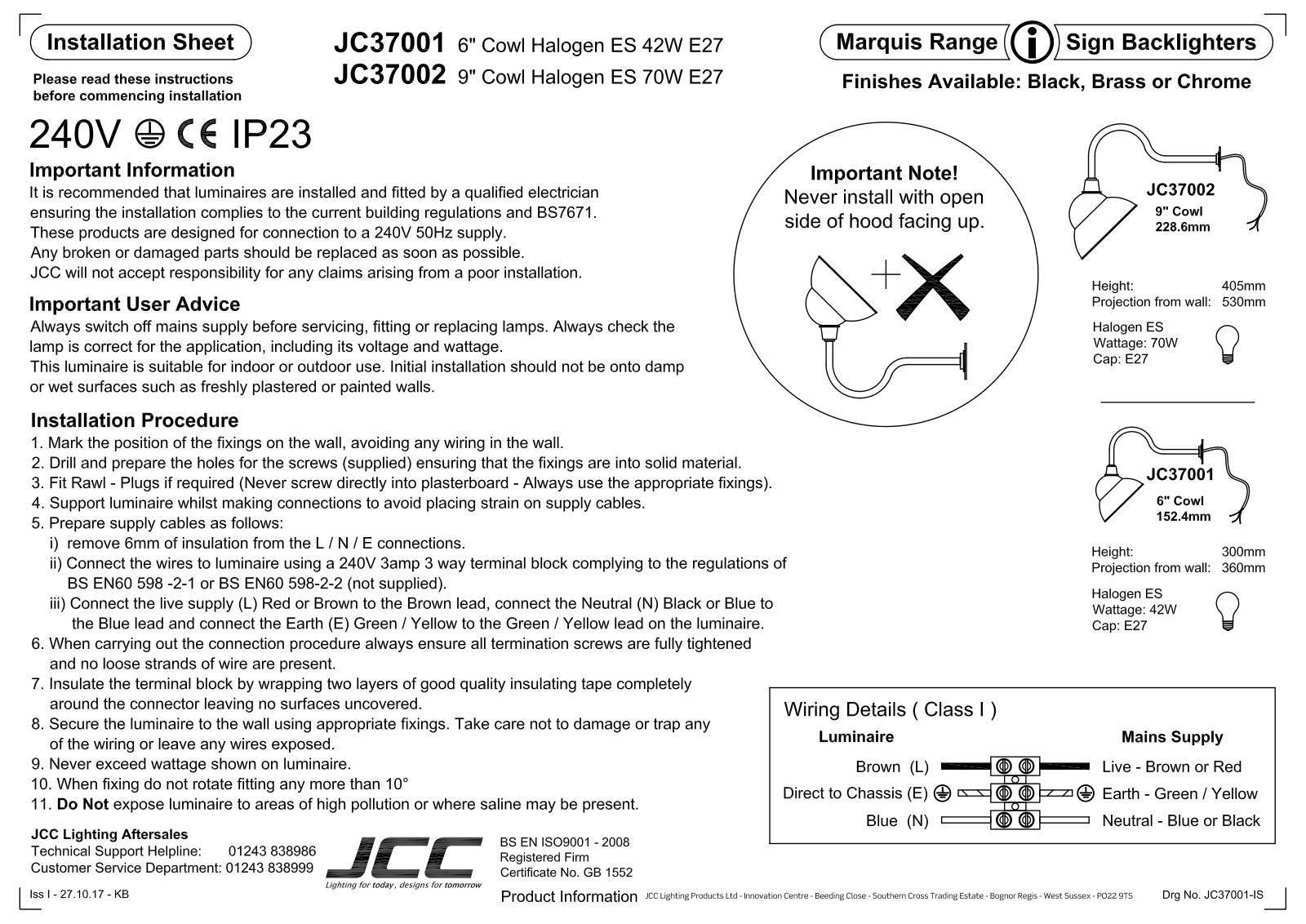 JCC JC37001, JC37002 Installation Instructions - ManualMachine.com