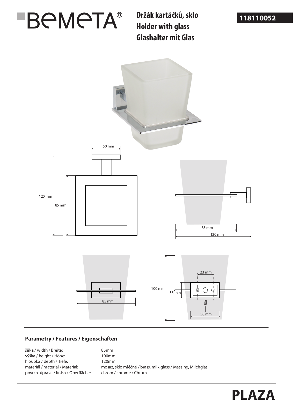 Bemeta Plaza 118110052 User guide