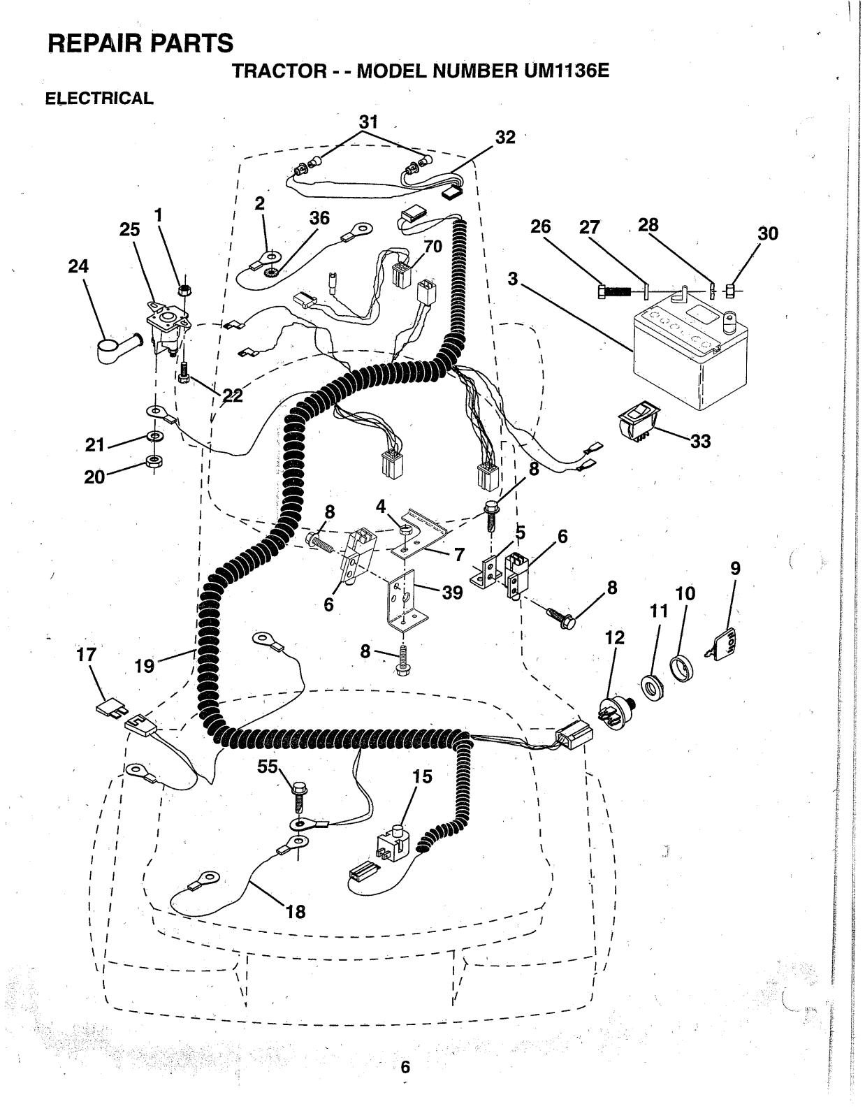 AYP UM1136E Parts List