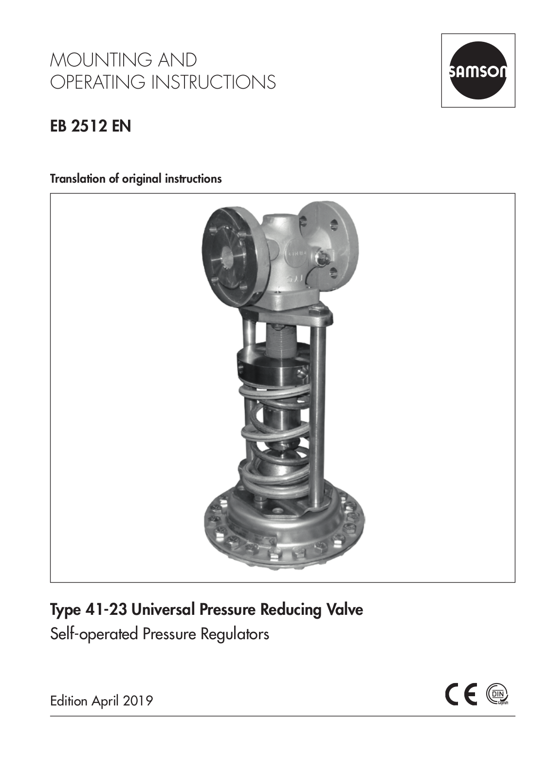 Samson 2412 Series, 2413 Series, 41-23 Series Mounting And Operating Instructions