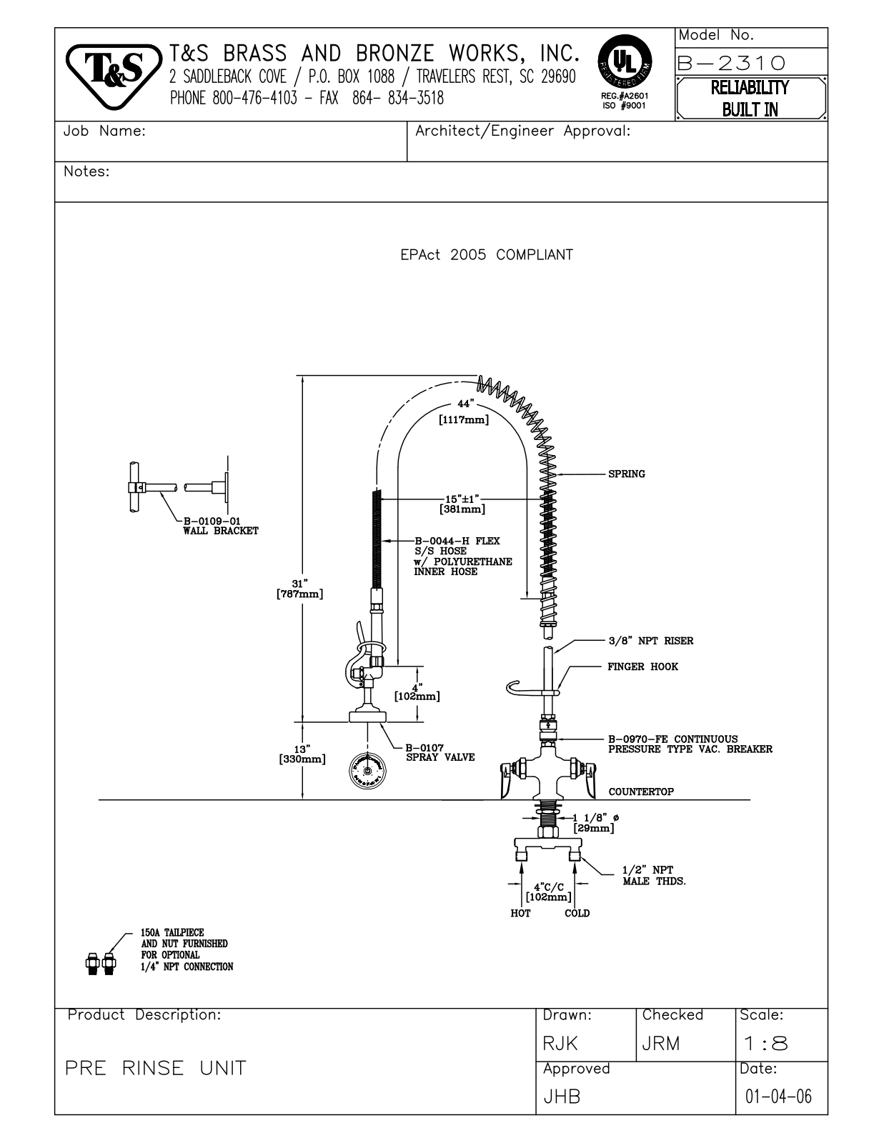 T&S Brass B-2310 User Manual - ManualMachine.com