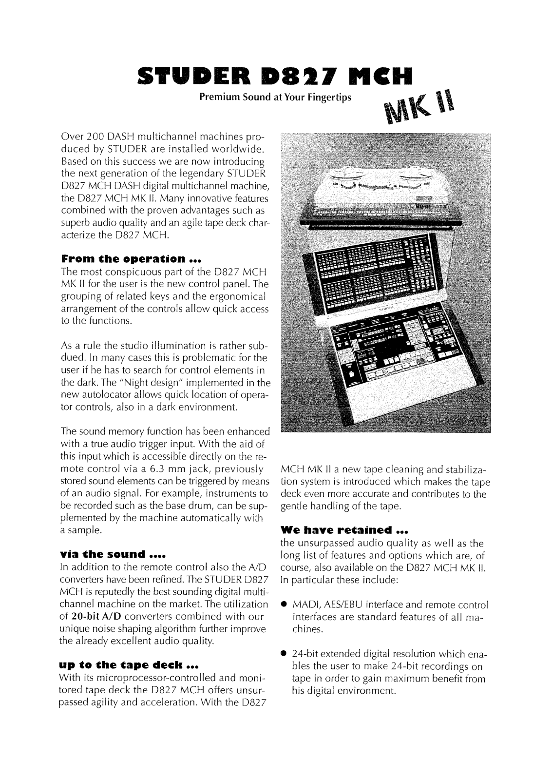 Studer D-820-MCH Mk2 Brochure