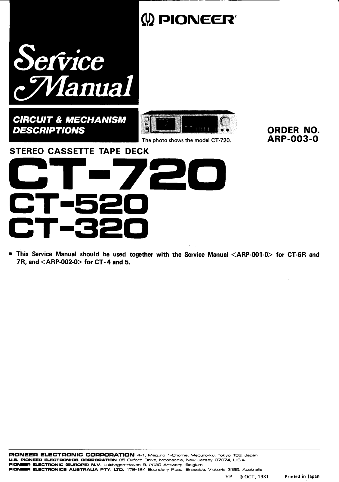 Pioneer CT-320, CT-720 Service manual