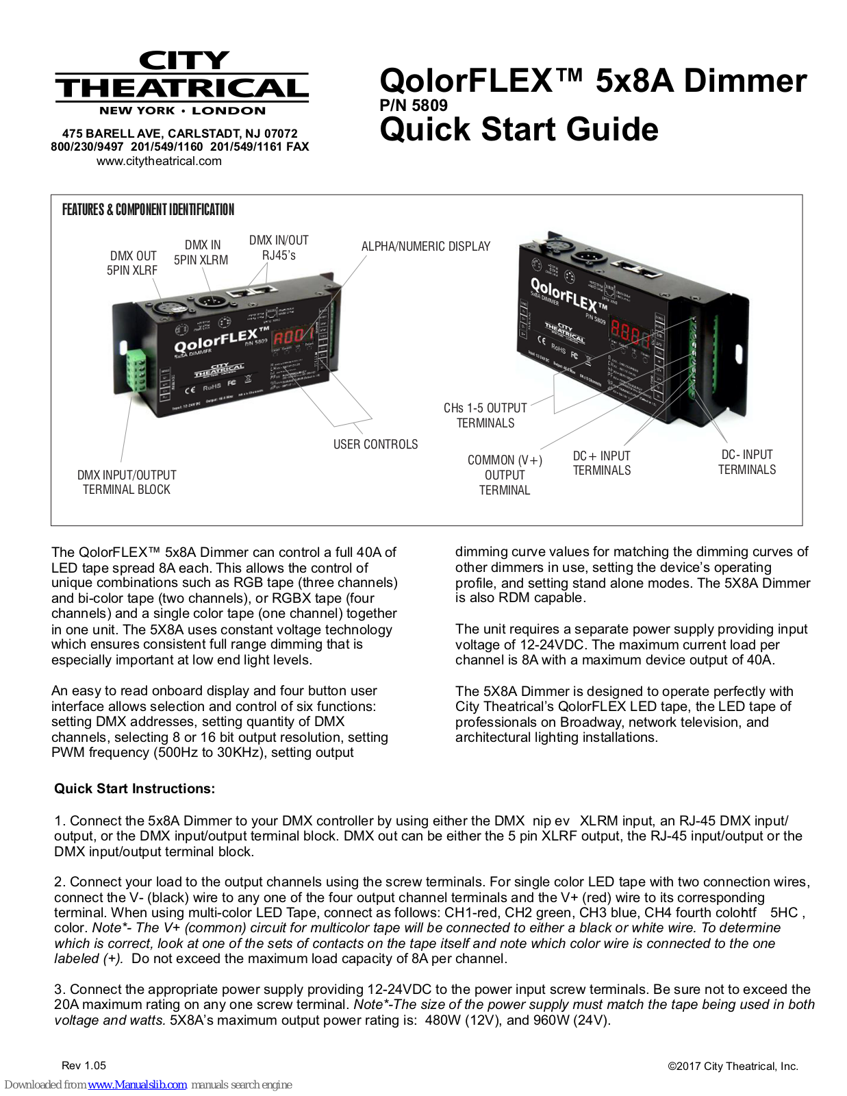 City Theatrical QolorFLEX 5809 Quick Start Manual