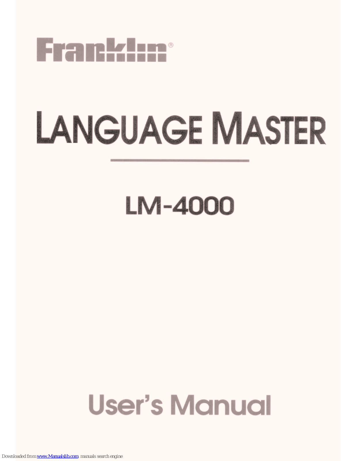 Franklin Language Master LM-4000 User Manual