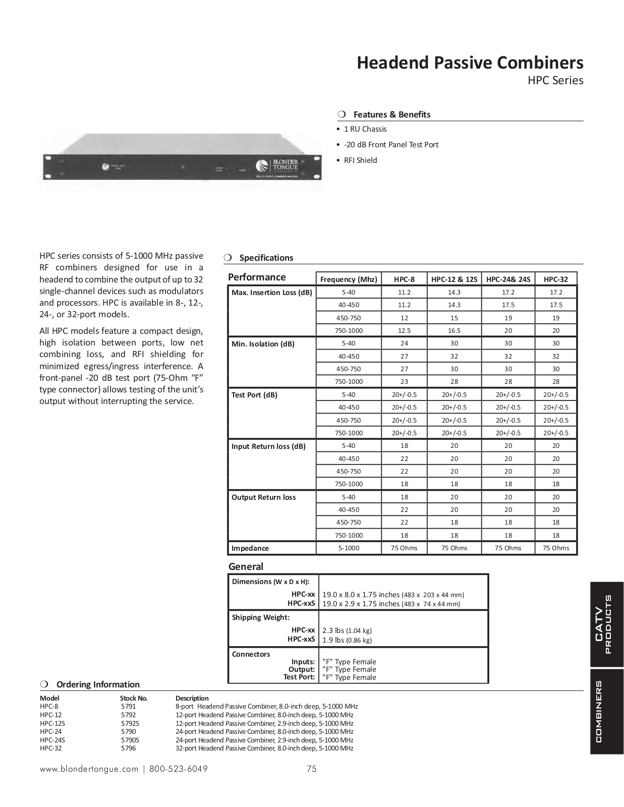 Blonder-Tongue HPC-8 Specifications