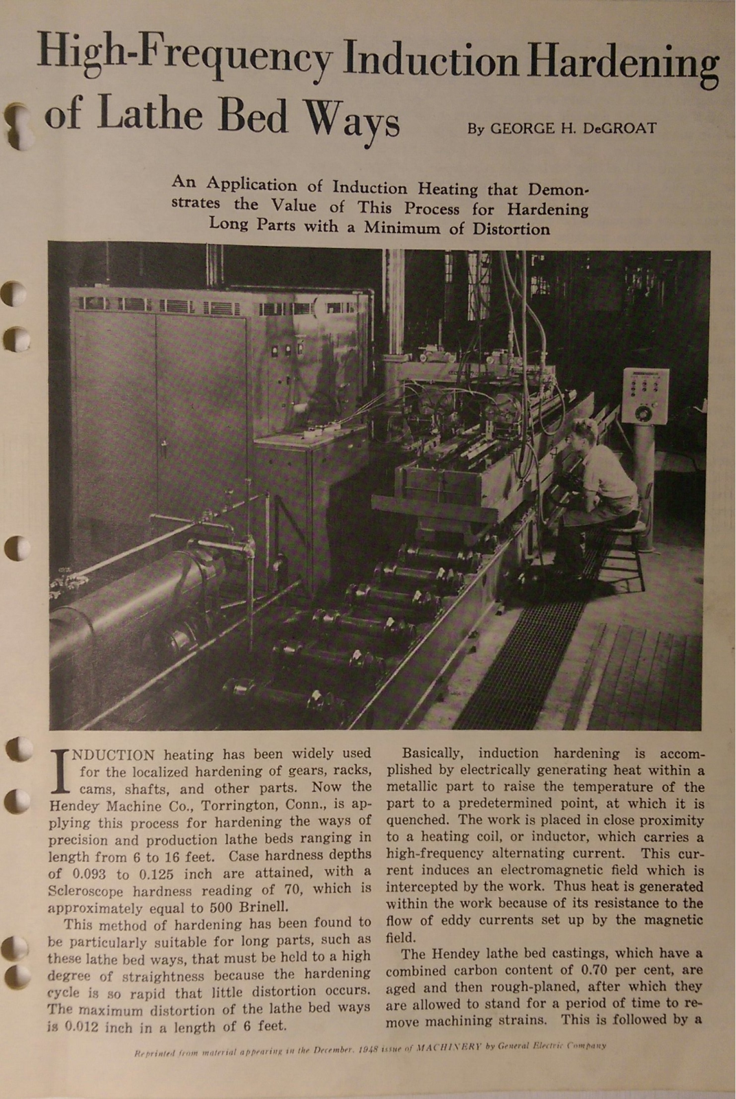 Hendey Machine High Frequency Induction Hardening of Lathe Bed Ways Lathes - ManualMachine.com