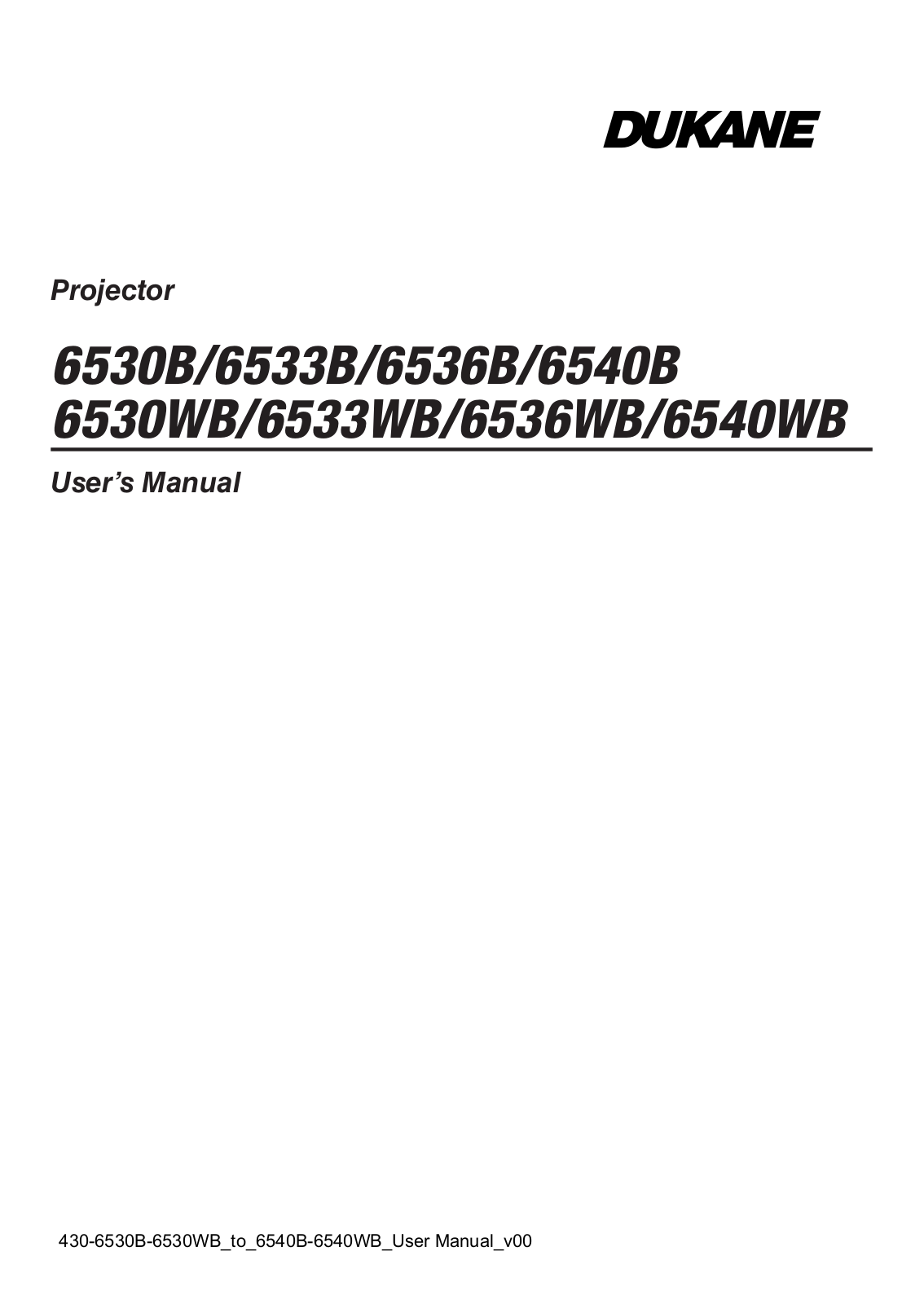 Dukane 6530B, 6530WB, 6533B, 6533WB, 6536B User Manual