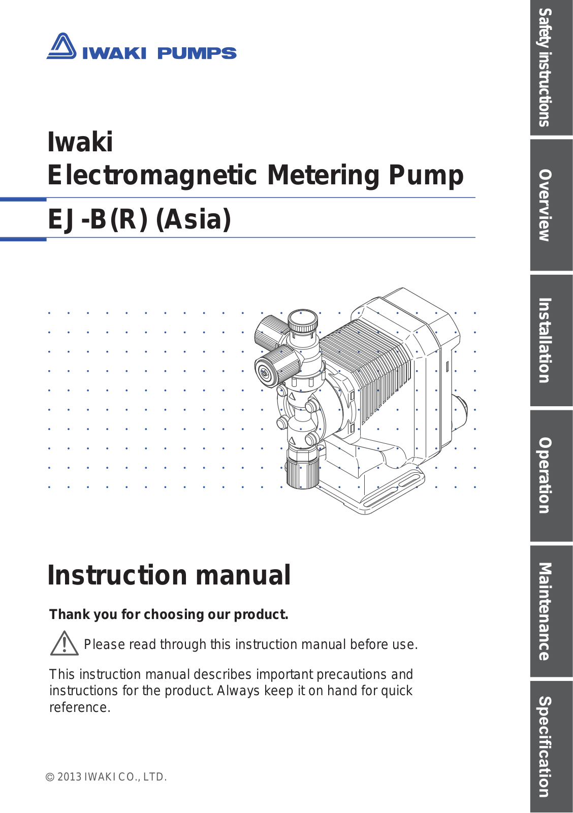 IWAKI EJ-B09, EJ-B11, EJ-B16, EJ-B21 Instruction Manual