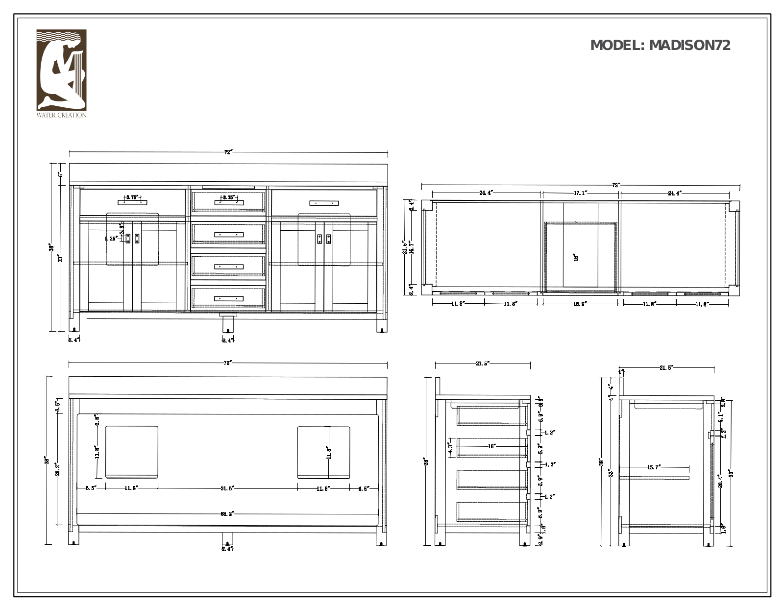 Water Creation VMI072CWMB00, VMI072CWMB42, VMI072CWMB37, VMI072CWMB35, VMI072CWMB04 Specifications