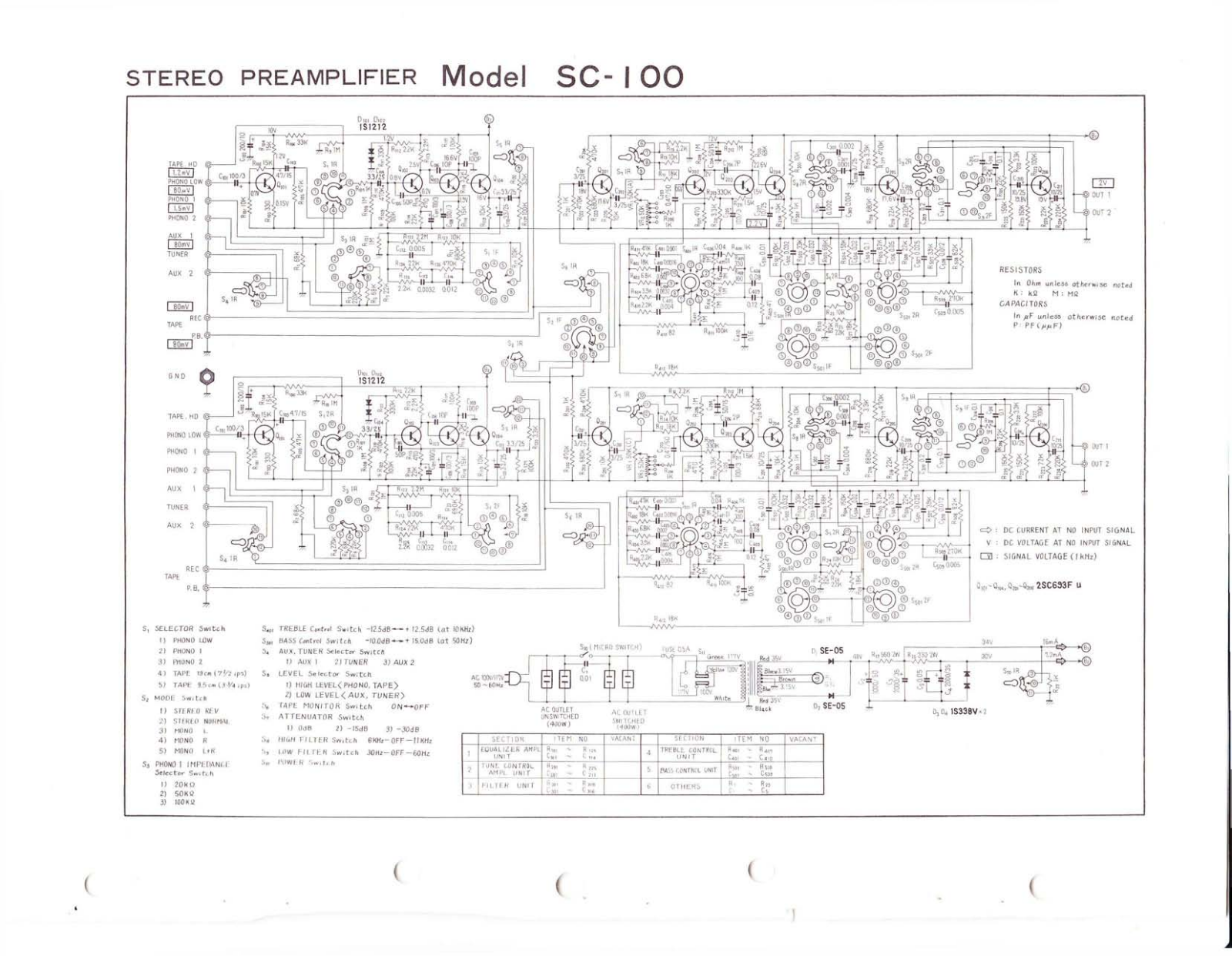 Pioneer SC-100 Schematic