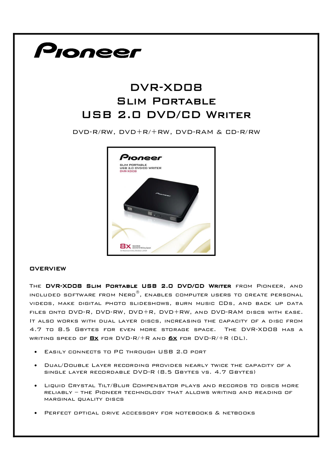 Pioneer DVR-XD08 User Manual