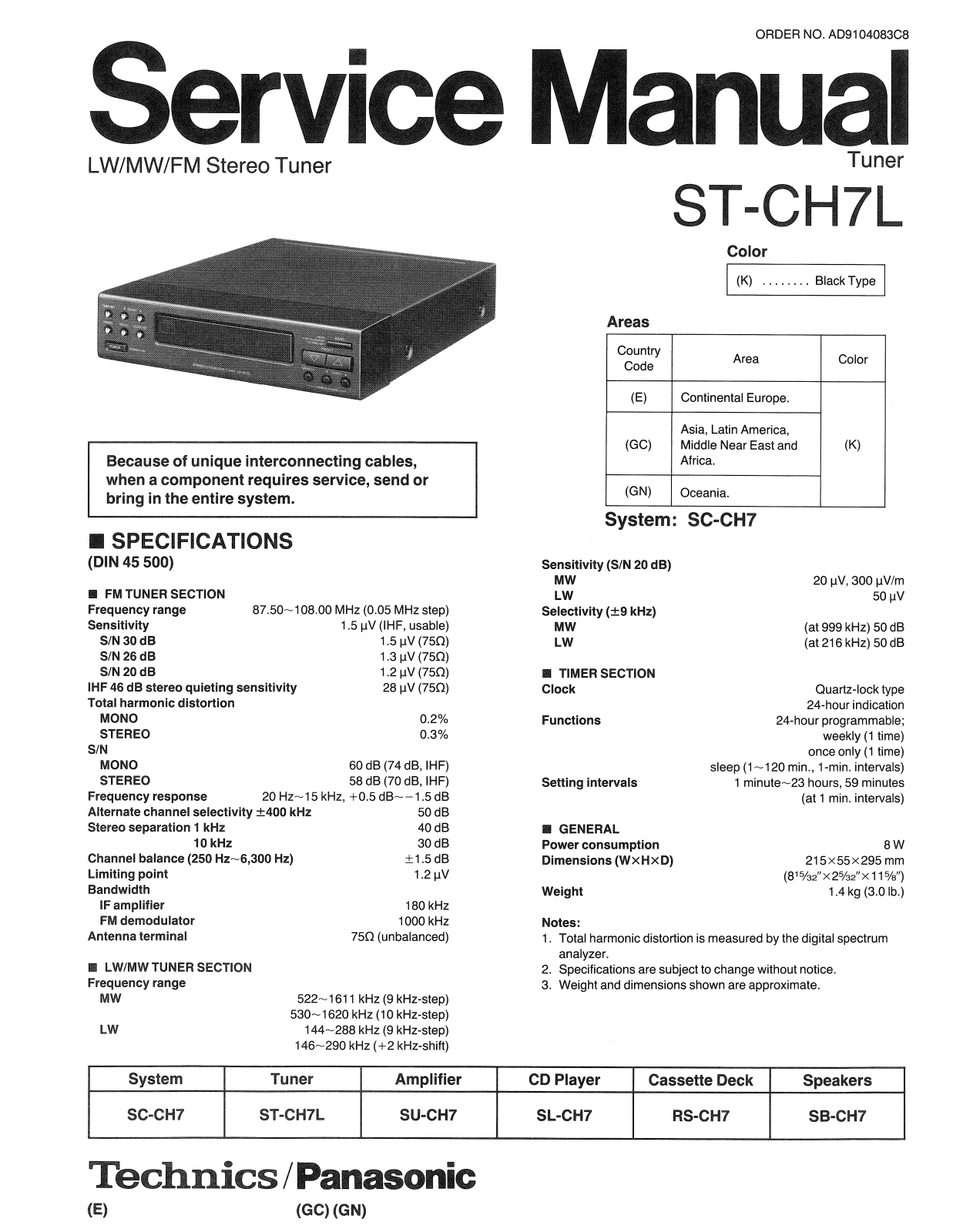 Technics STCH-7-L Service Manual