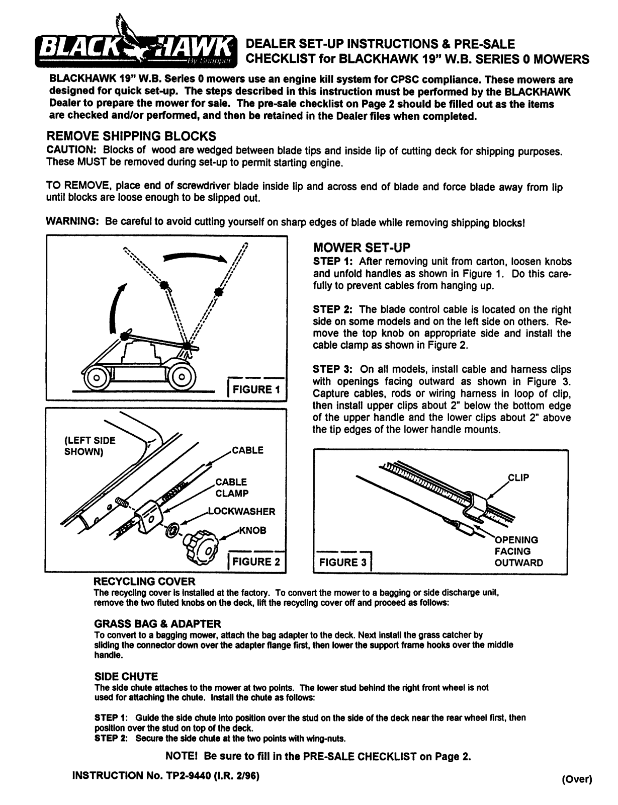 Snapper BLACKHAWK User Manual