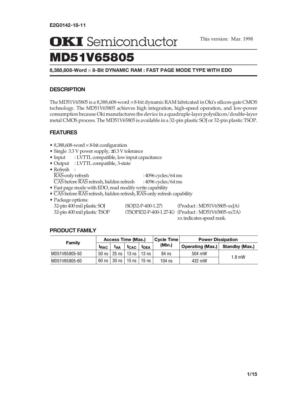 OKI MD51V65805E User Manual