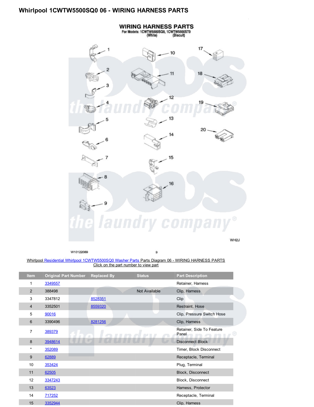 Whirlpool 1CWTW5500SQ0 Parts Diagram