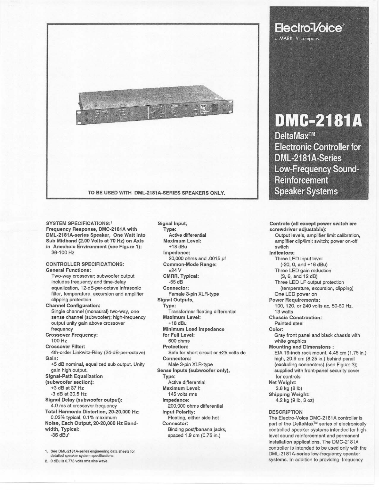 Electro-Voice DMC-2181A User Manual