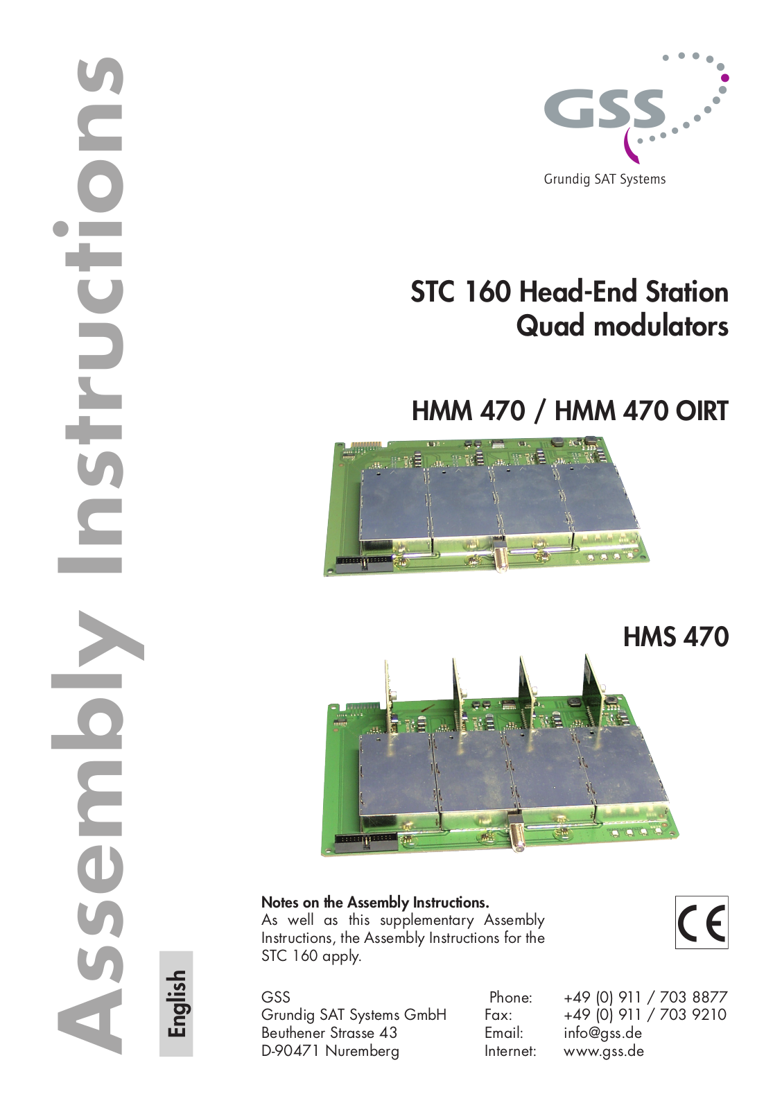 GSS HMM 470, HMM 470 OIRT, HMS 470 Assembly Instructions Manual