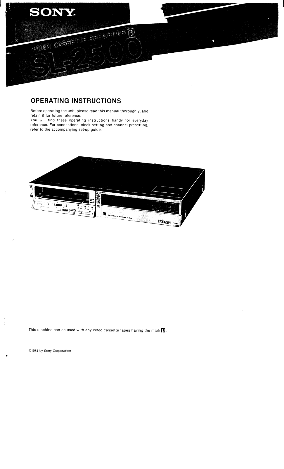 Sony SL-2500 User Manual