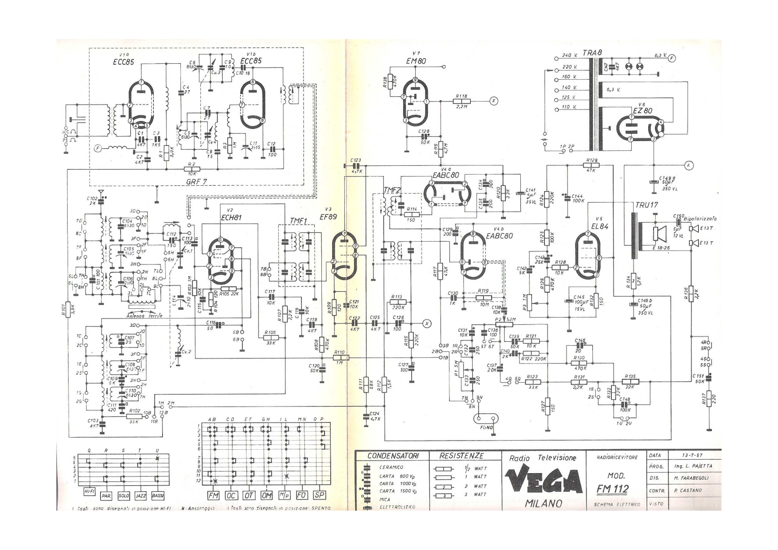 Vega mod.fm112 schematic