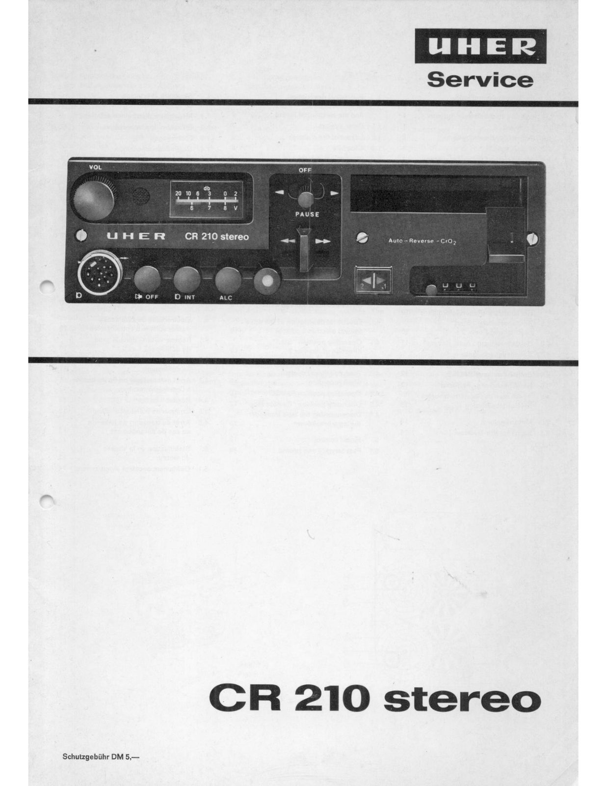 Uher CR 210 Service Instructions - ManualMachine.com