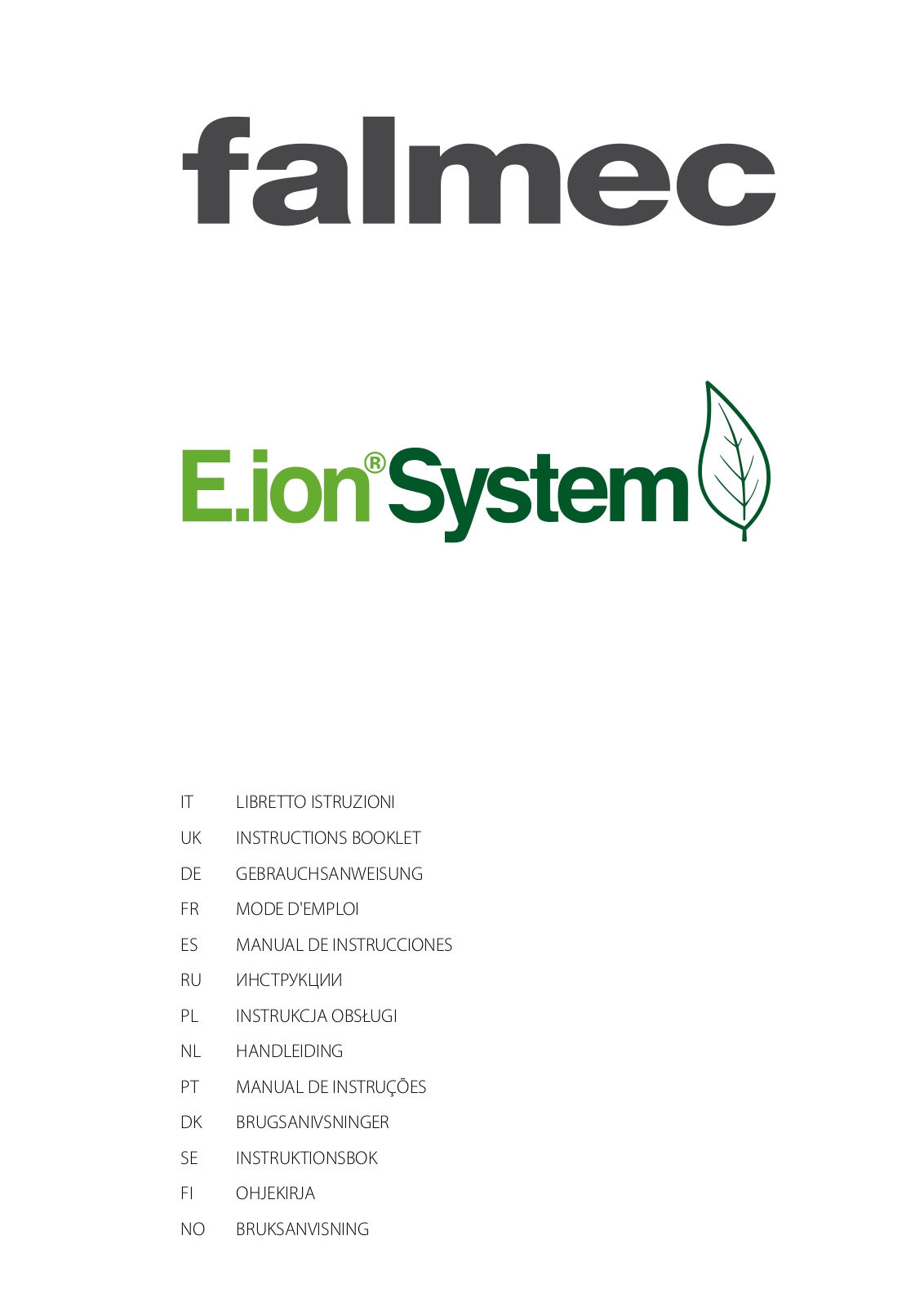 Falmec e.ion system INSTRUCTIONS BOOKLET