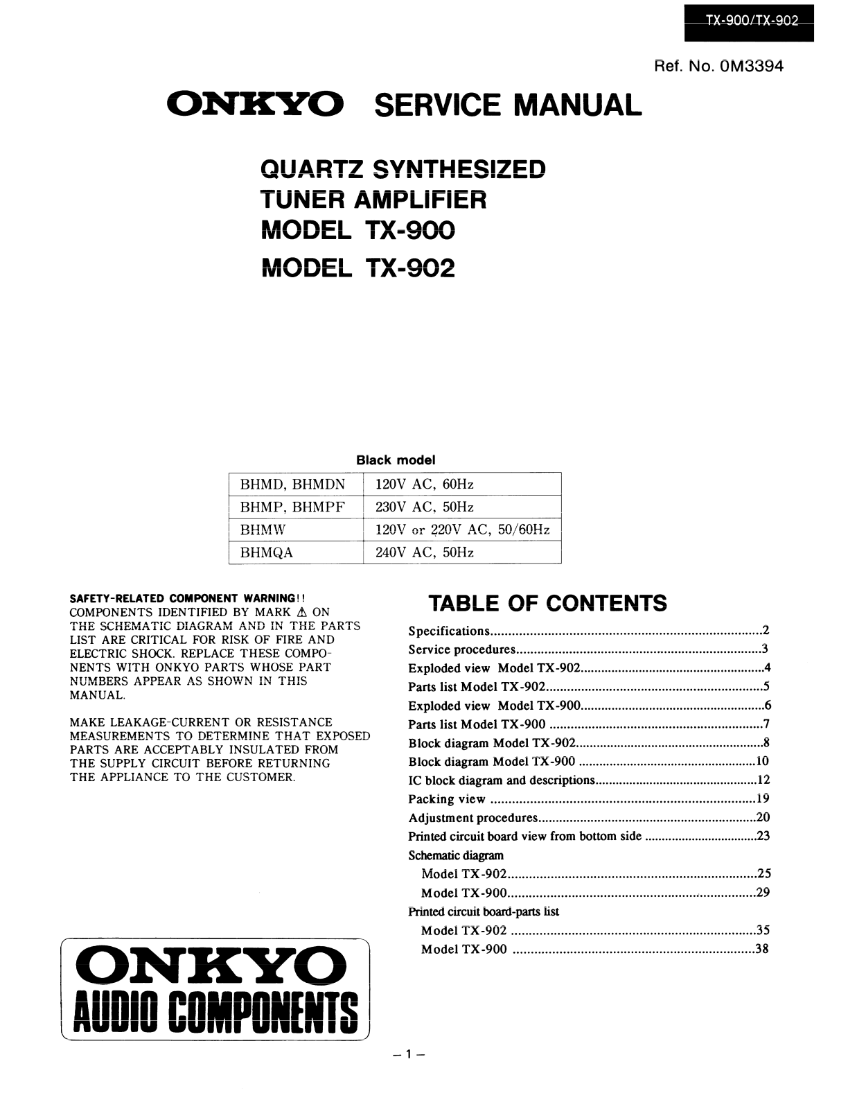 Onkyo TX-900, TX-902 Schematic