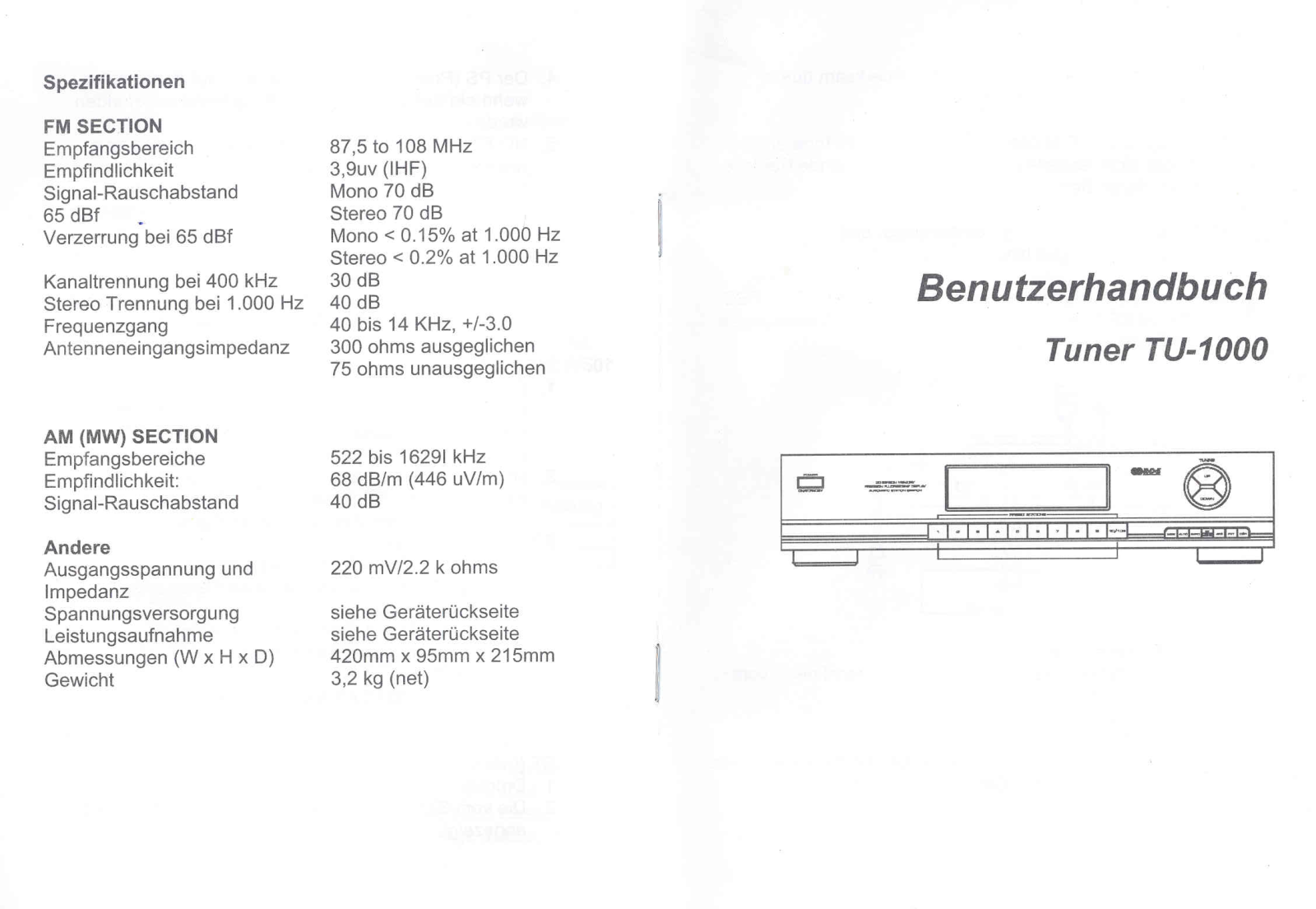 X4 Tech TU-1000 Instruction manual