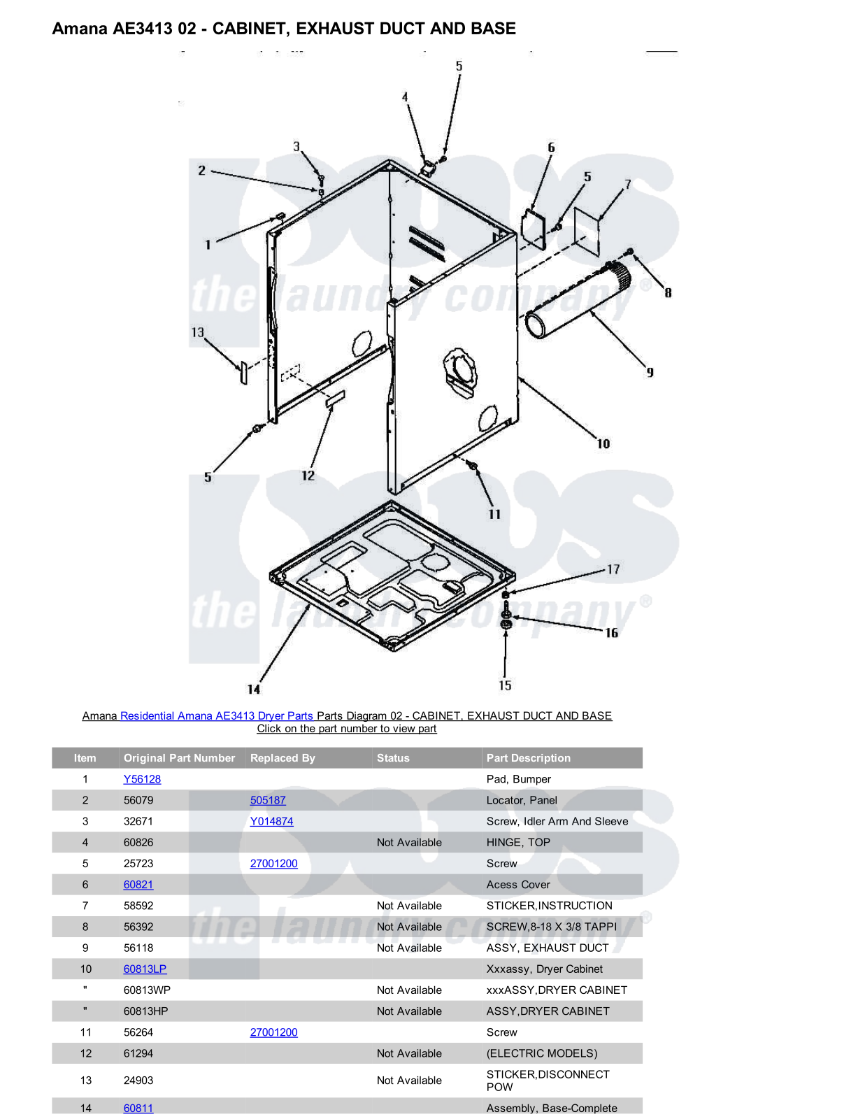 Amana AE3413 Parts Diagram