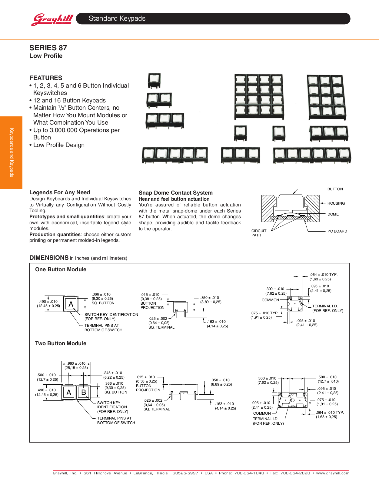 Grayhill Keypads 87 User Manual